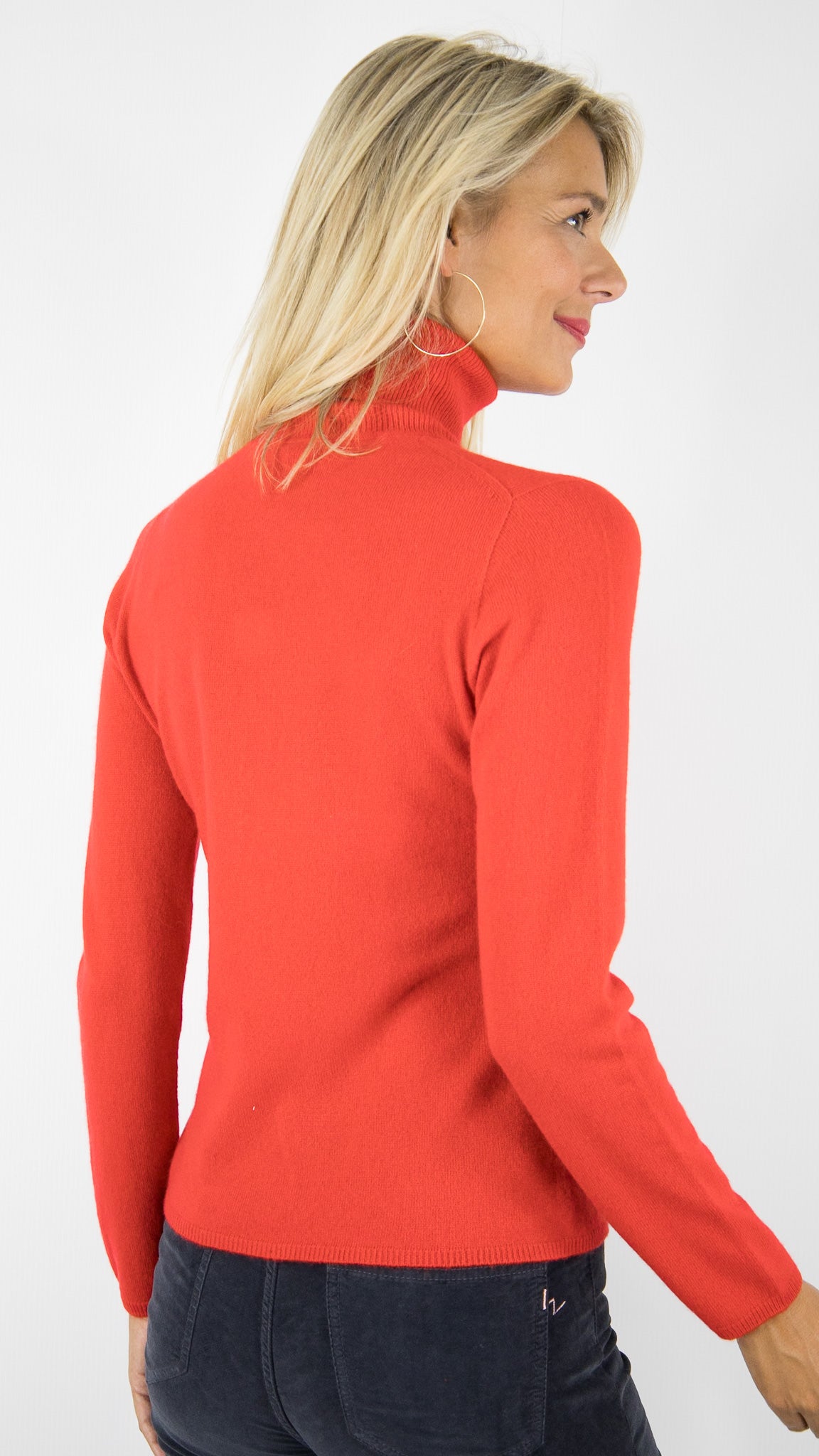 PULL COL ROULE PRES DU CORPS EN CACHEMIRE POUR FEMME ESTHEME F01H#COLOR_23014/ECARLATE