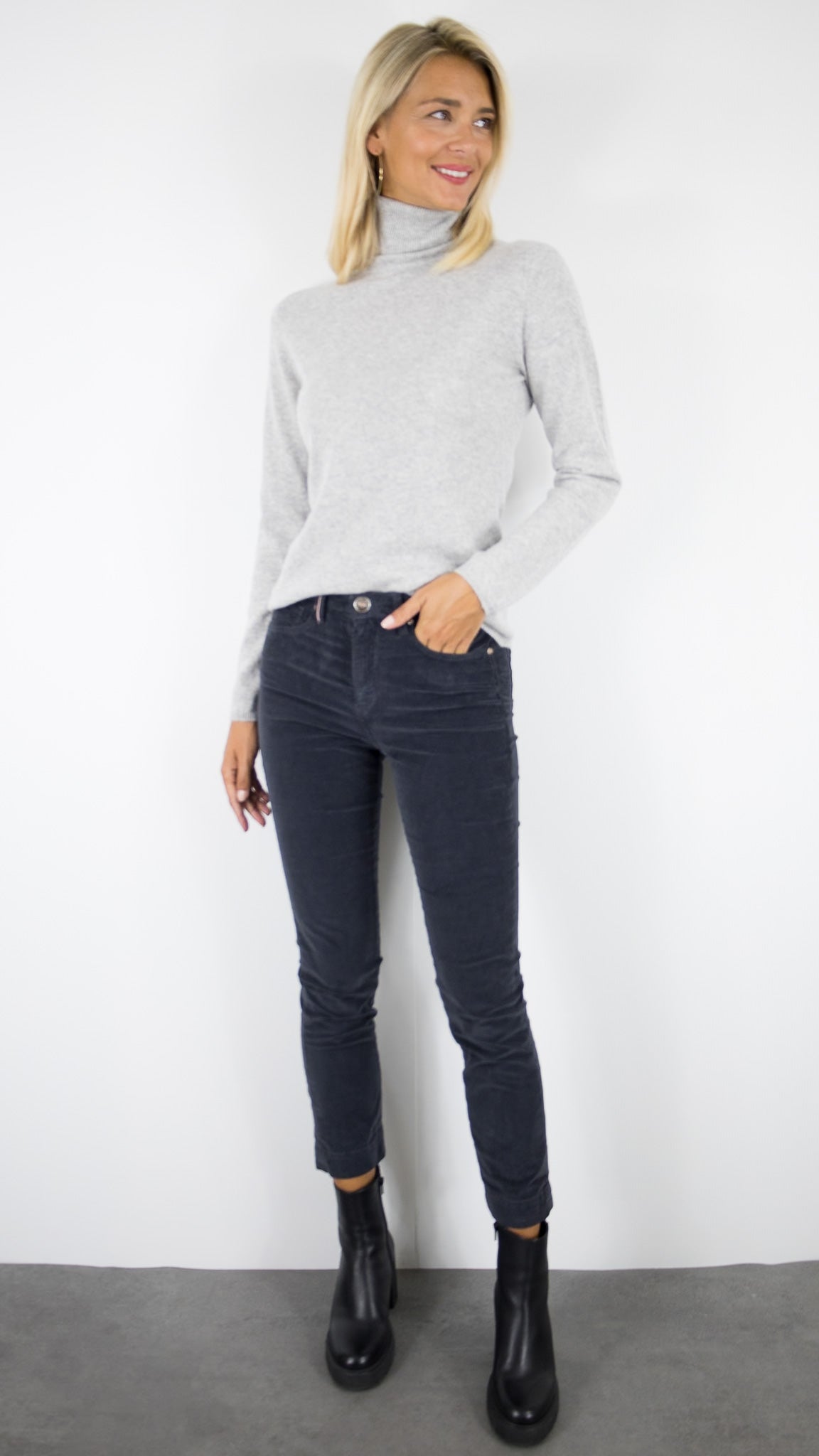 PULL COL ROULE PRES DU CORPS EN CACHEMIRE POUR FEMME ESTHEME F01H#COLOR_25068/GRIS