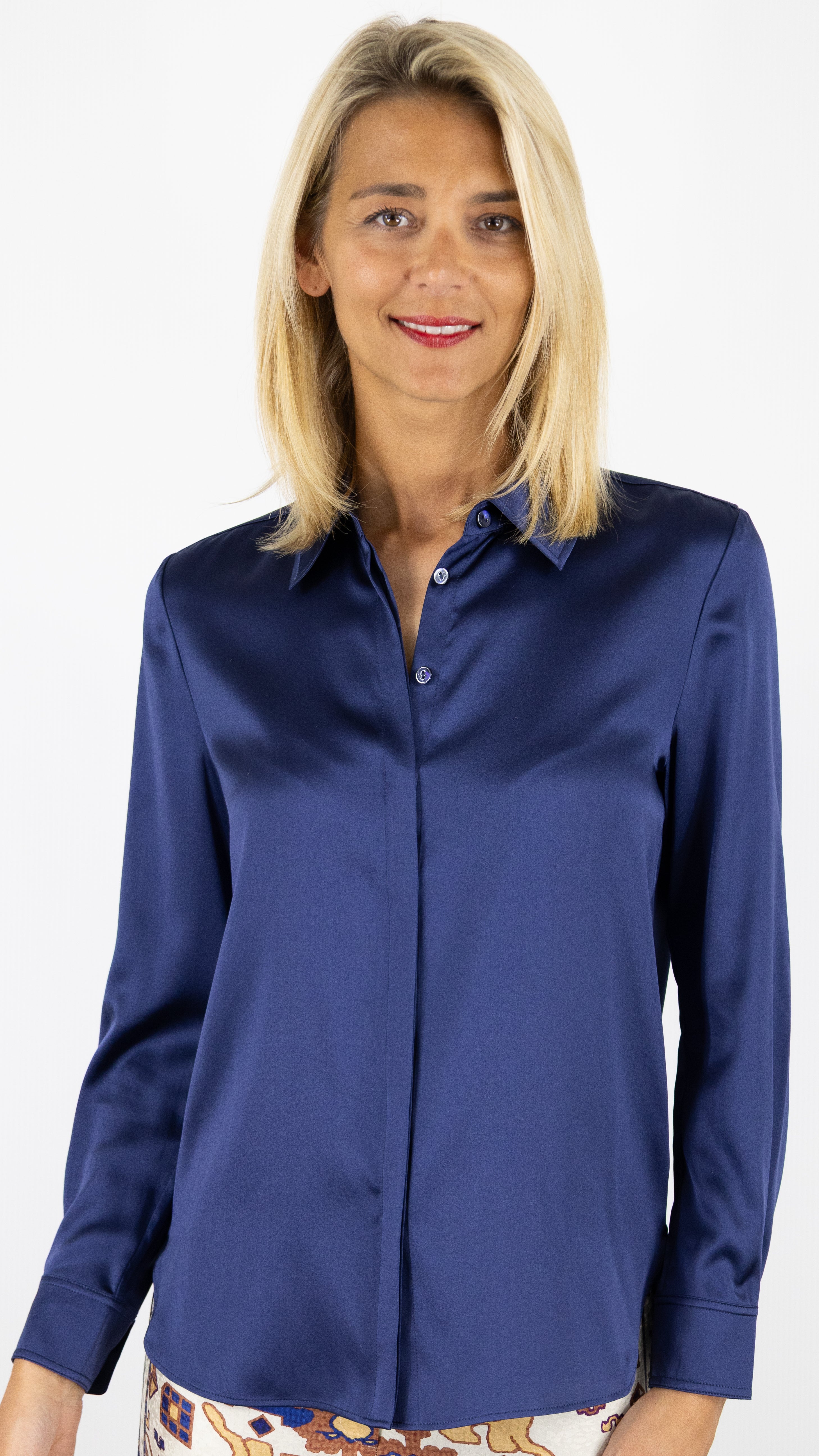 CHEMISE FLUIDE EN SOIE SATINEE BEIGE OR ESTHEME F2537EJ#COLOR_12011/ECLIPSE INDIGO