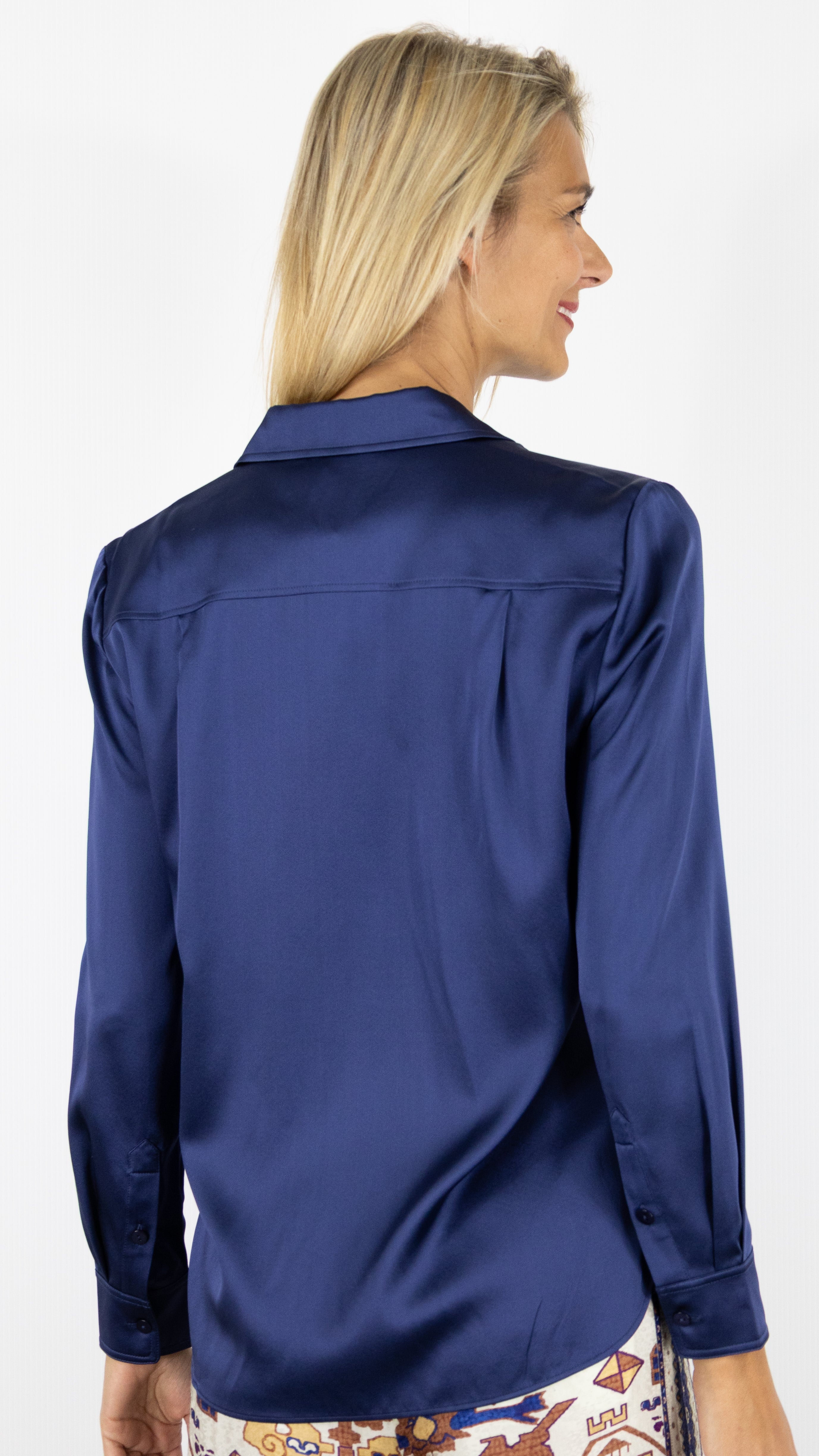 CHEMISE FLUIDE EN SOIE SATINEE BEIGE OR ESTHEME F2537EJ#COLOR_12011/ECLIPSE INDIGO