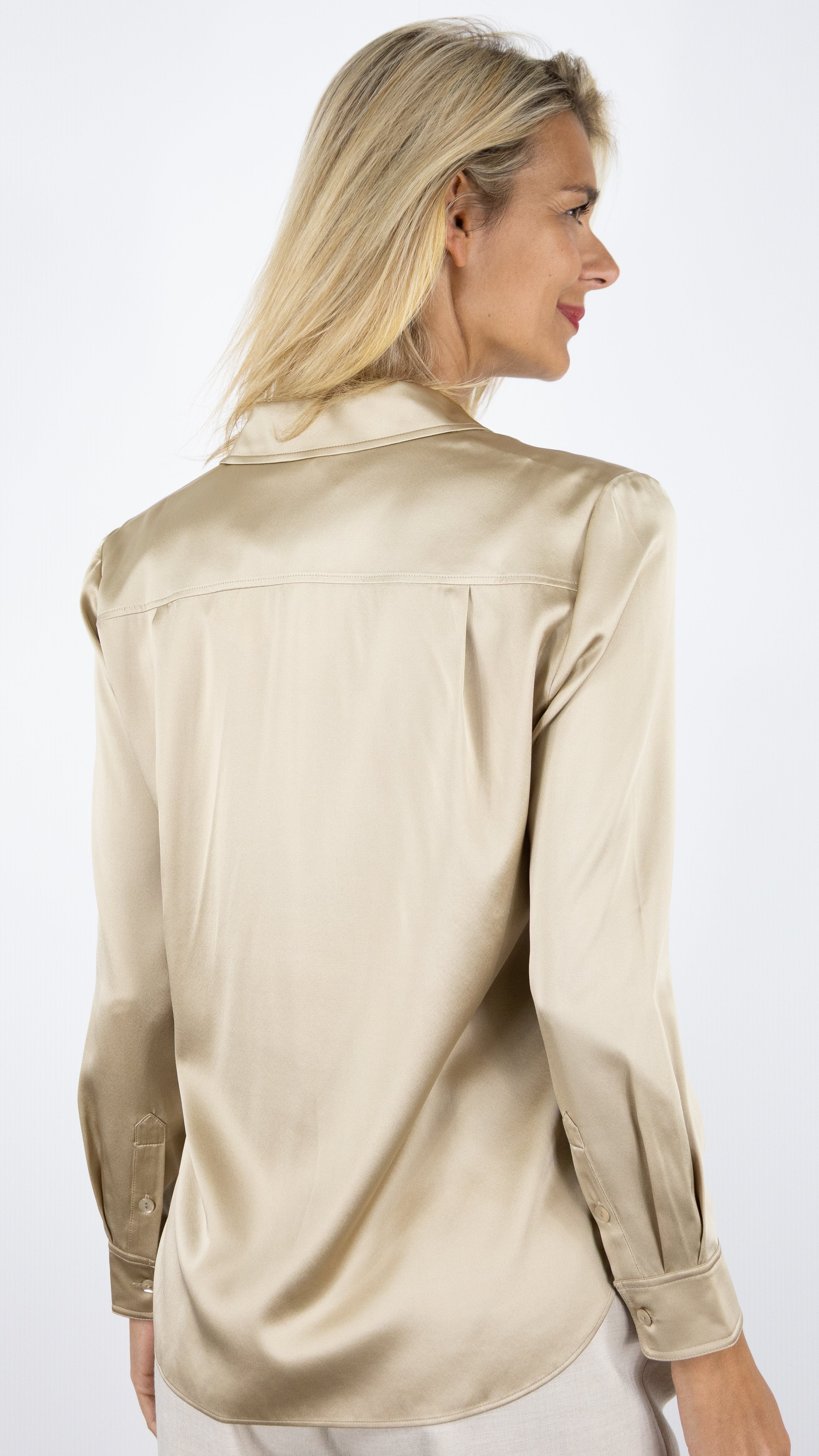 CHEMISE FLUIDE EN SOIE SATINEE BEIGE OR ESTHEME F2537EJ#COLOR_1129/BRINDILLE BEIGE