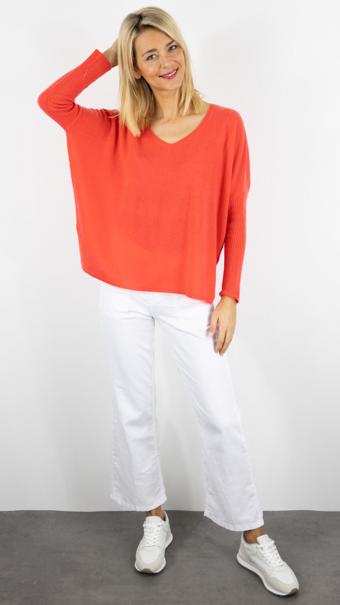 PULL AMPLE COL V EN CACHEMIRE NOT SHY FAUSTINE#COLOR_PAMPLEMOUSSE/ORANGE