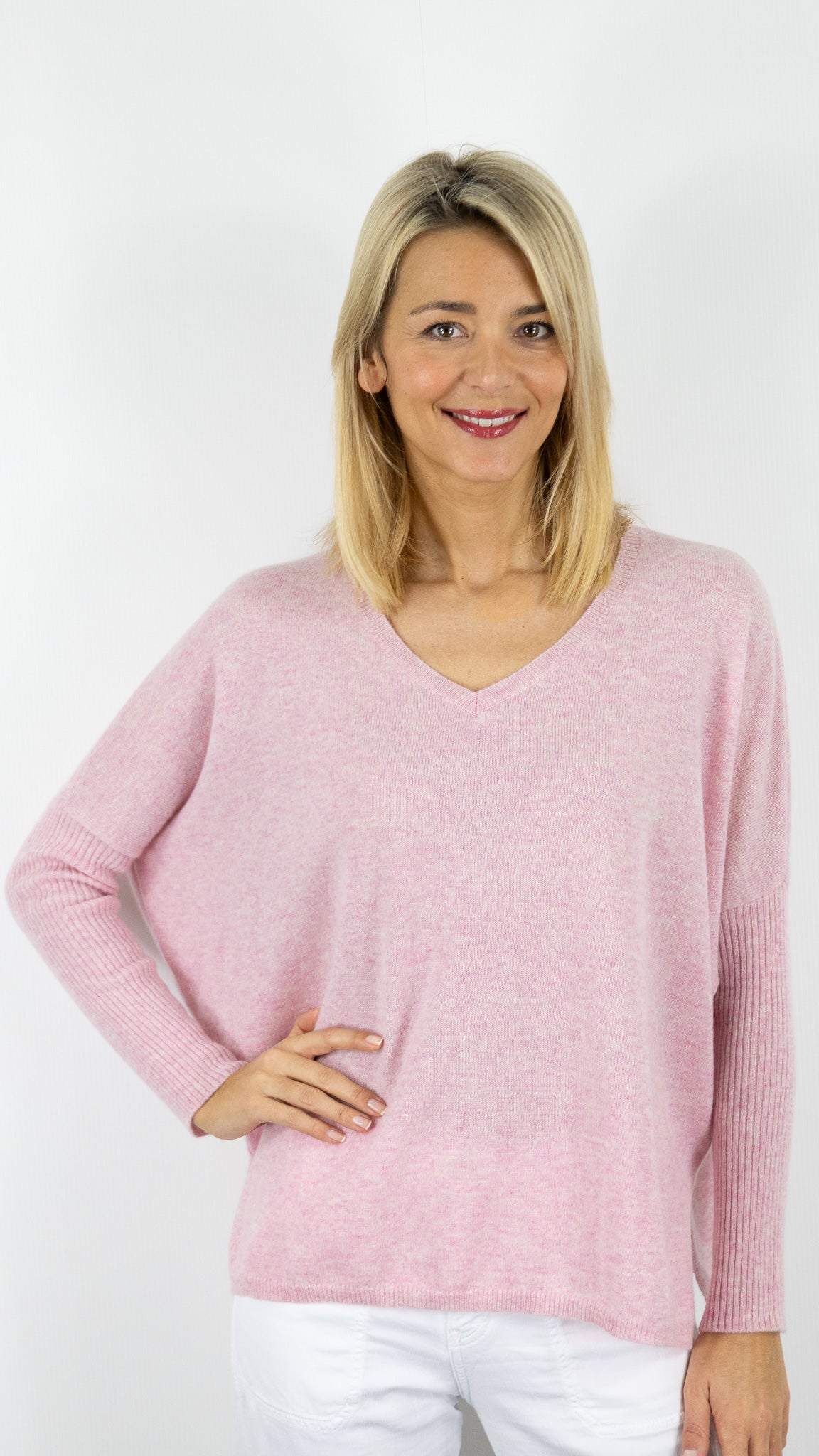 PULL AMPLE COL V EN CACHEMIRE NOT SHY FAUSTINE#COLOR_PIVOINE