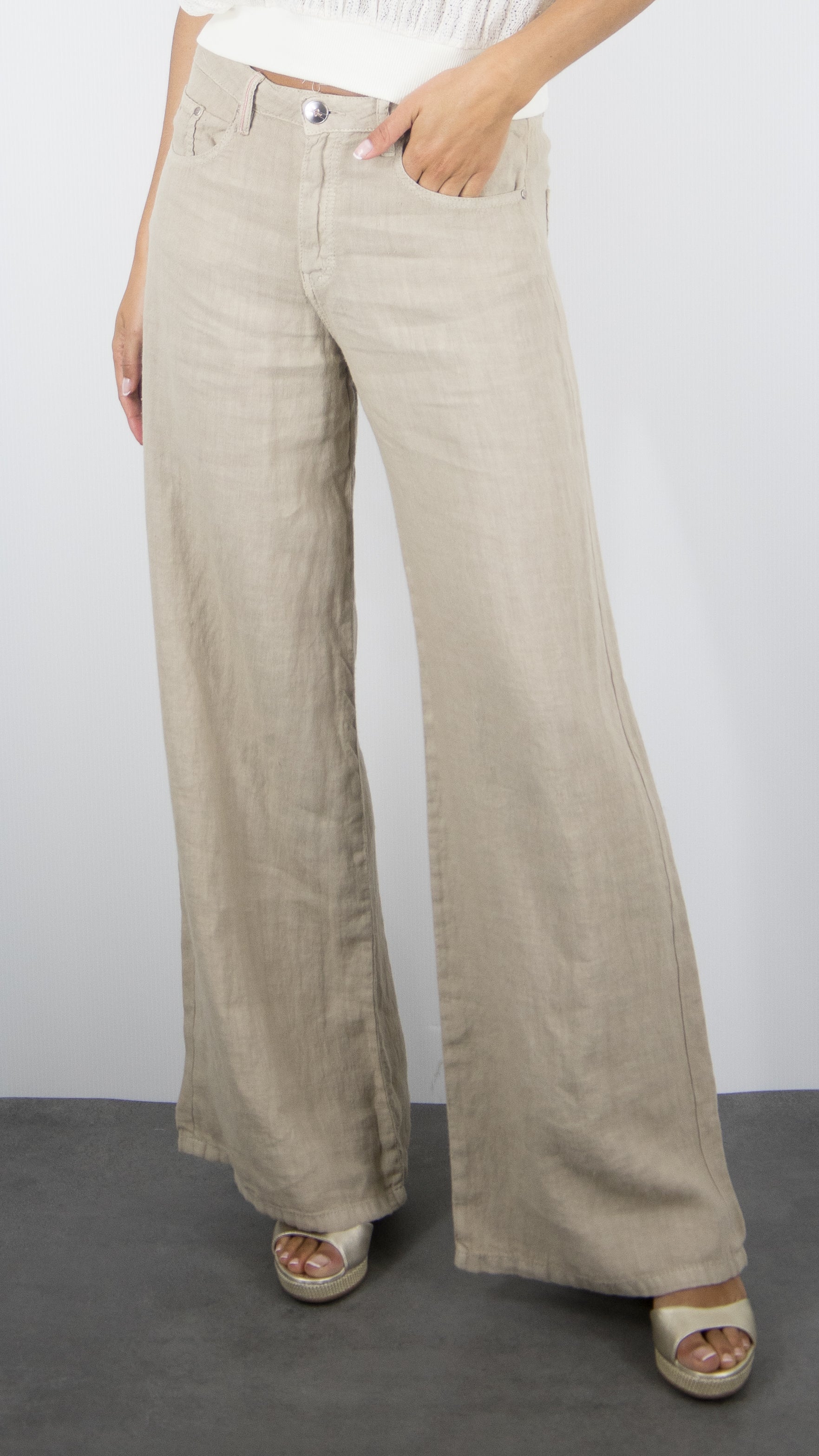 PANTALON LARGE EN LIN POUR FEMME BEIGE ISLOW FELICITY LIN SAUVAGE