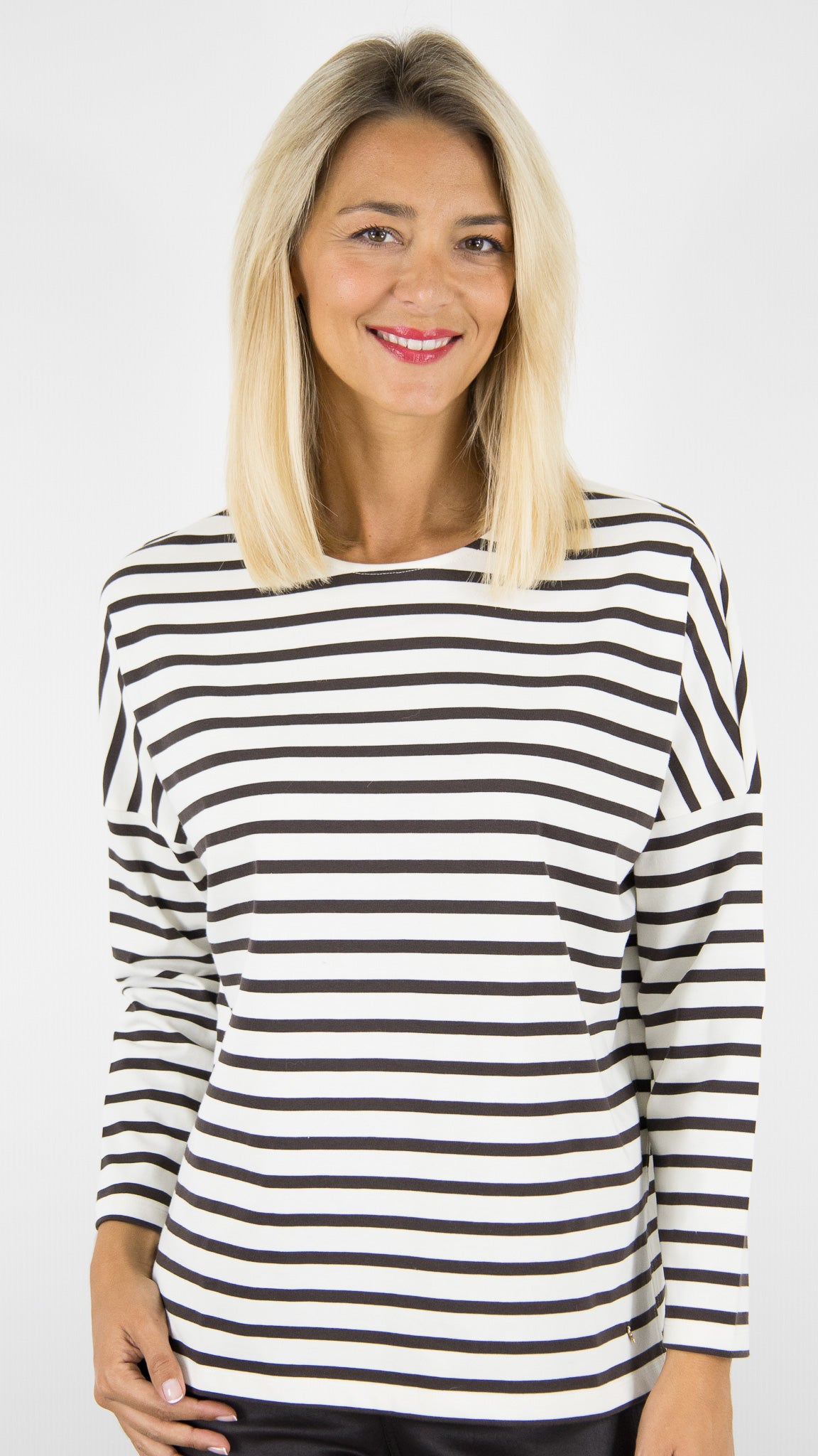TEE-SHIRT MARINIERE POUR FEMME ECRU COFFEE DES PETITS HAUTS FILLY