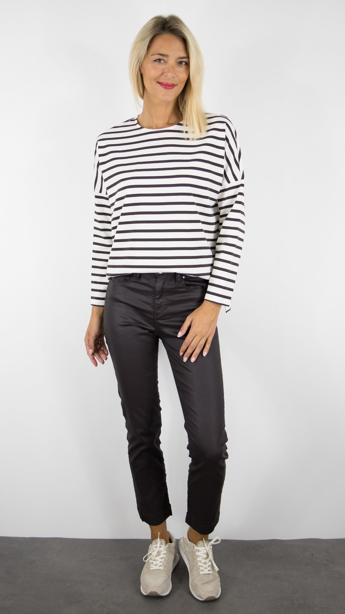 TEE-SHIRT MARINIERE POUR FEMME ECRU COFFEE DES PETITS HAUTS FILLY
