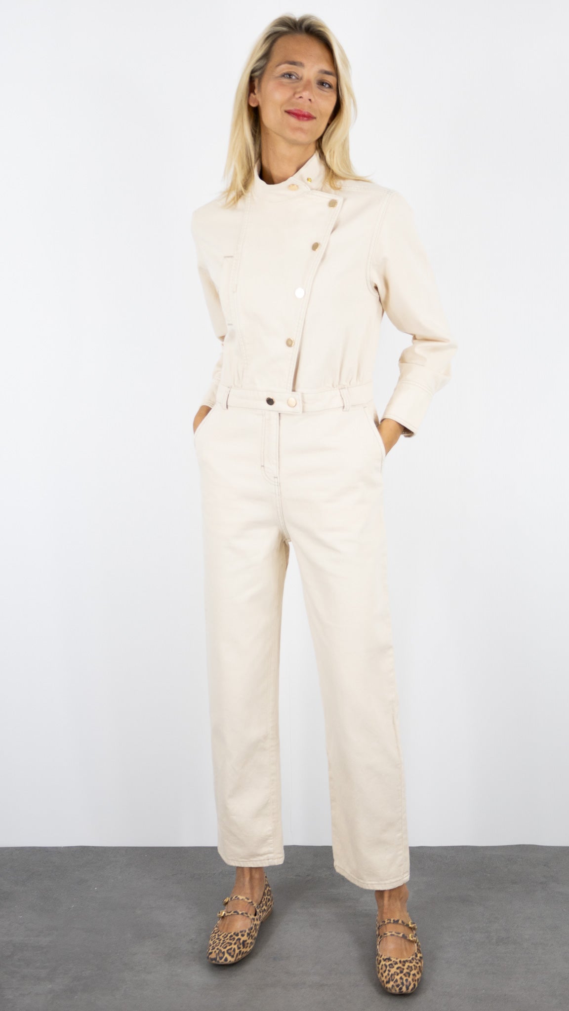 COMBINAISON PANTALON EN COTON ECRU BEIGE BA&SH FITA