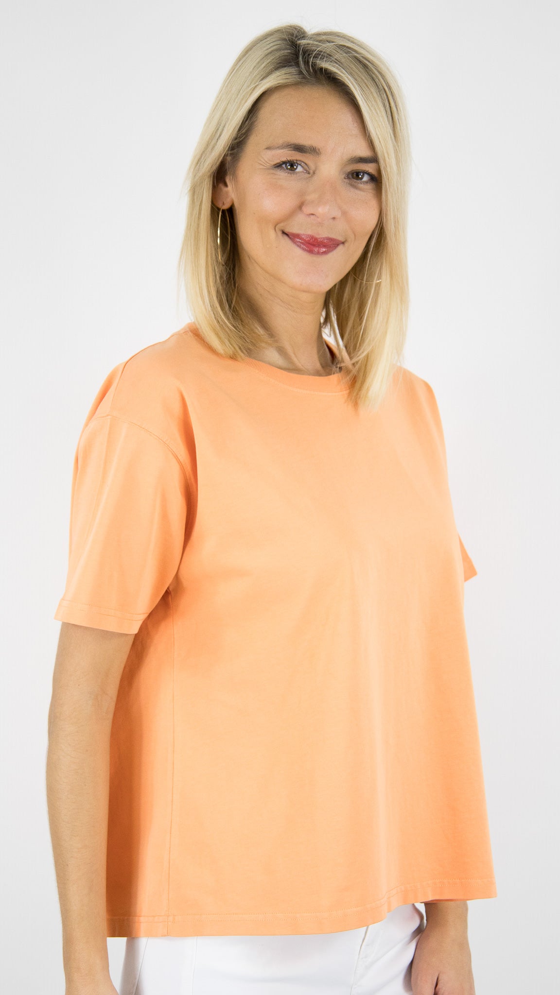 TEE-SHIRT LARGE MANCHES COURTES EN COTON POUR FEMME AMERICAN VINTAGE FIZVALLEY#COLOR_ABRICOTINE