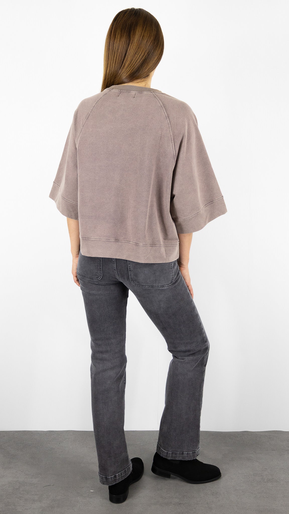 SWEAT AMPLE MANCHES 3/4 EN COTON POUR FEMME MARRON FEELKOO FK107#COLOR_MARRON