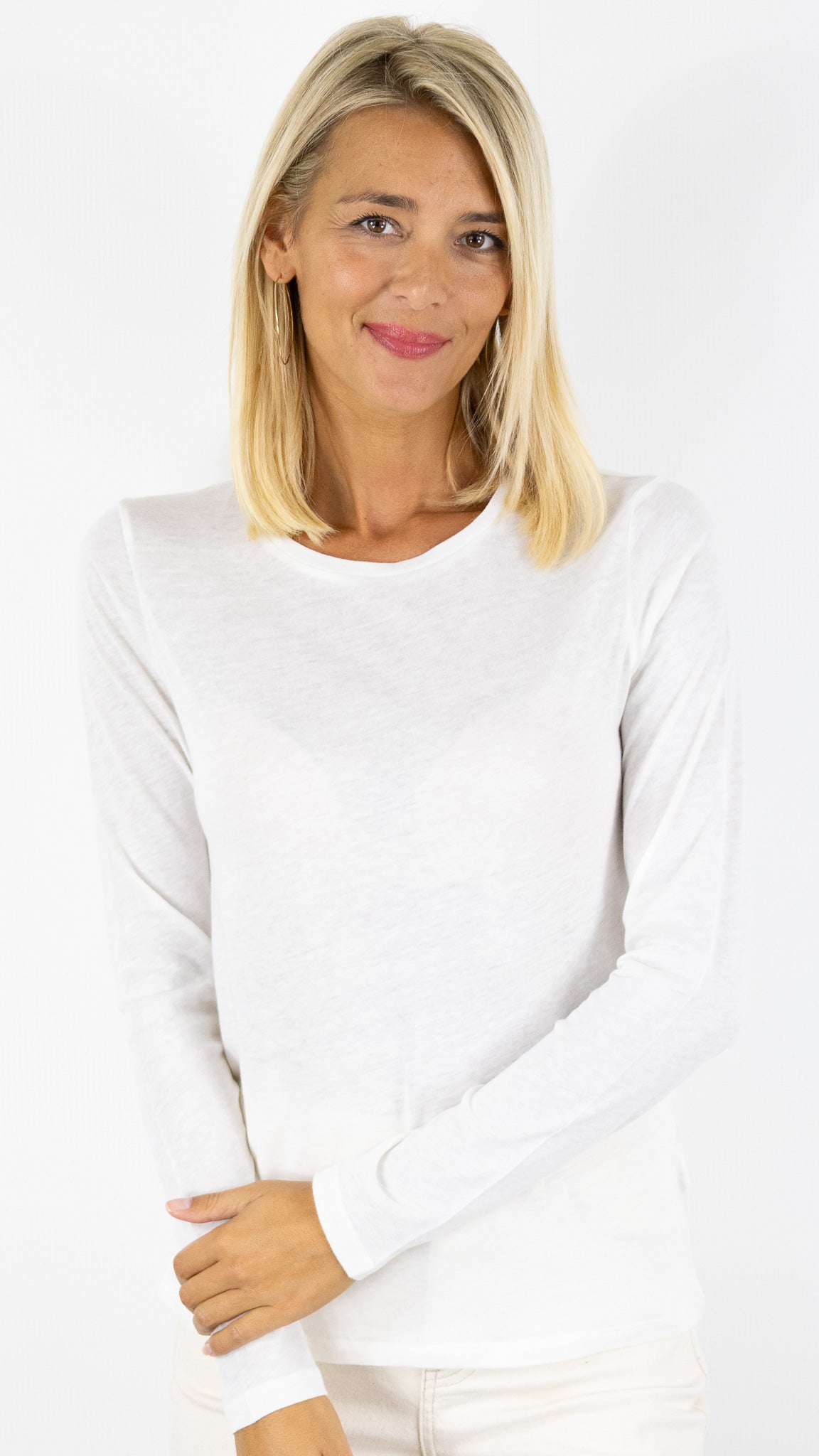 TEE-SHIRT COL ROND BASE COTON FEMME MAJESTIC FTS008 M005#COLOR_125/BLANC LAIT