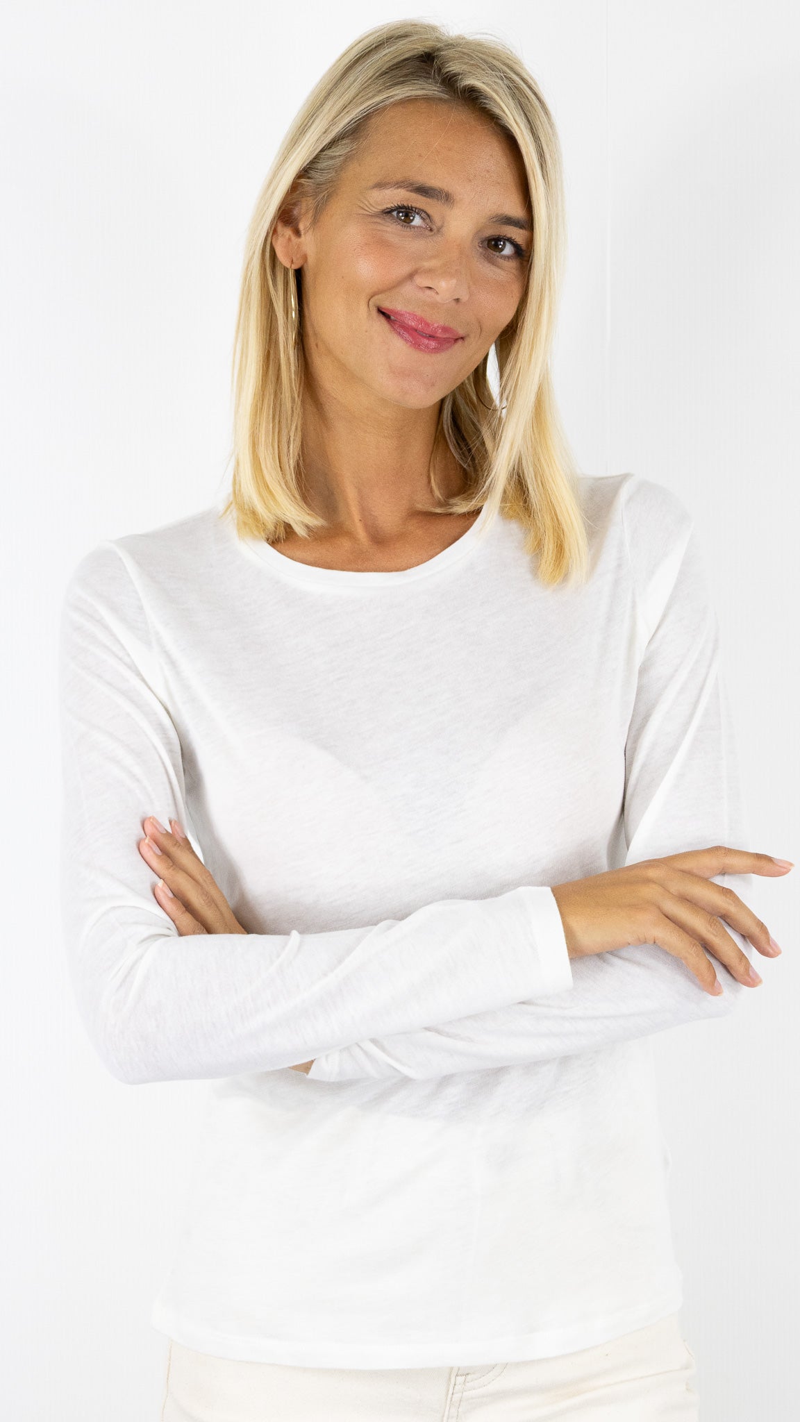 TEE-SHIRT COL ROND BASE COTON FEMME MAJESTIC FTS008 M005#COLOR_125/BLANC LAIT