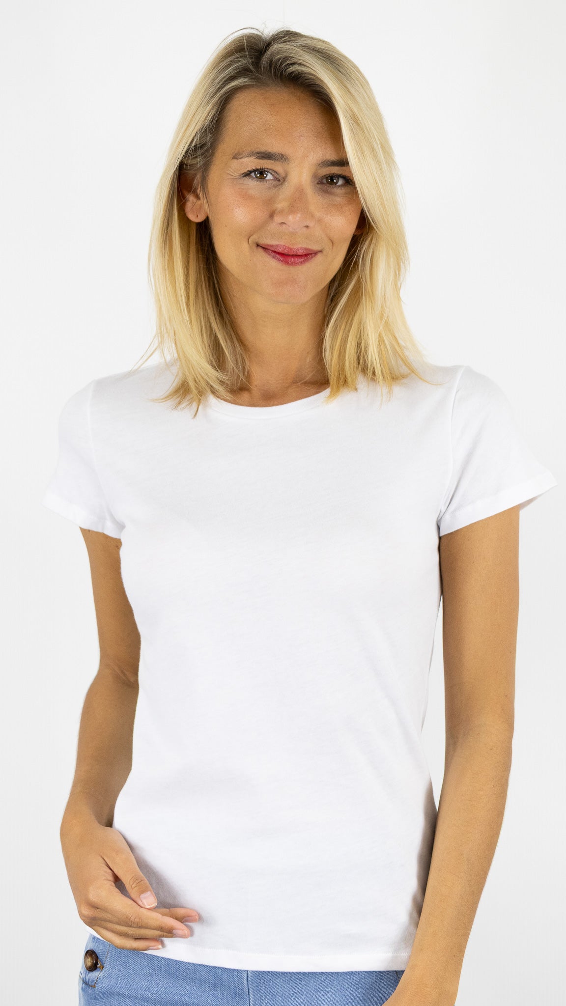 TEE SHIRT COL ROND EN COTON FTS018 M007 BLANC#COLOR_001/BLANC