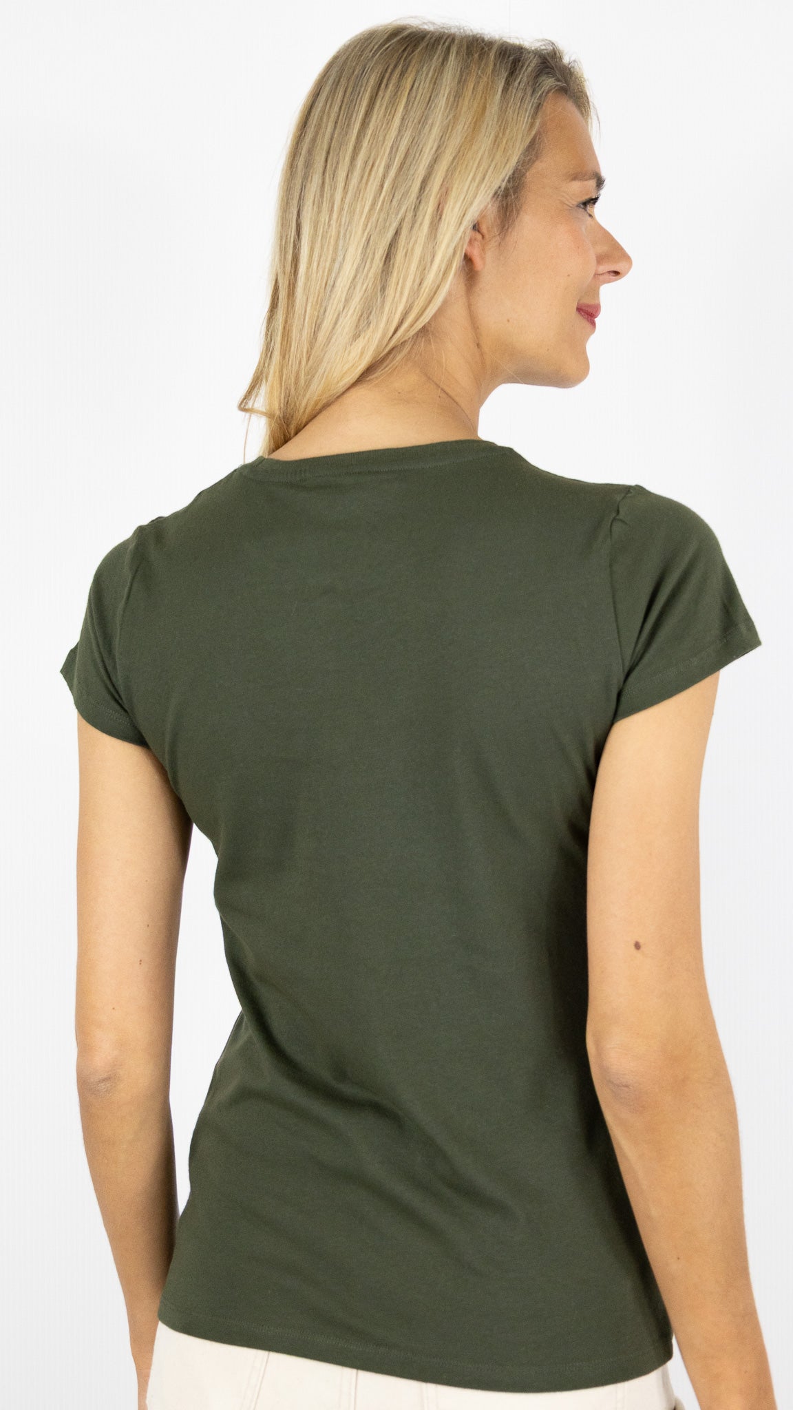 TEE SHIRT COL ROND EN COTON FTS018 M007#COLOR_666/KAKI