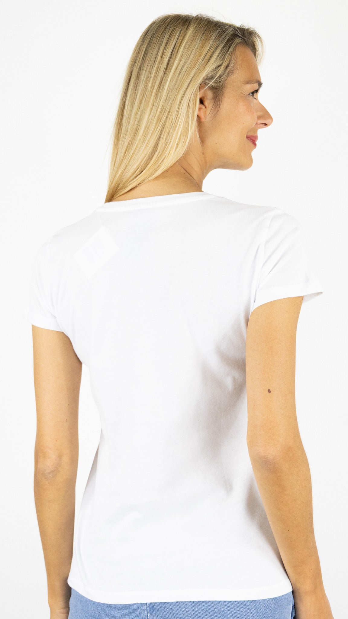 TEE SHIRT V AJUSTE MAJESTIC FTS149 M007 JULIA BLANC