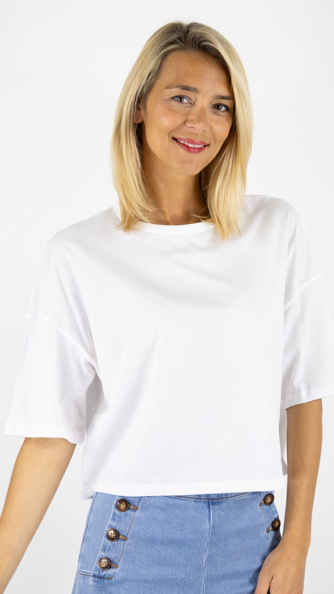 TEE-SHIRT OVERSIZE MANCHES COURTES MAJESTIC FILATURES FTS981/M392#COLOR_001/BLANC