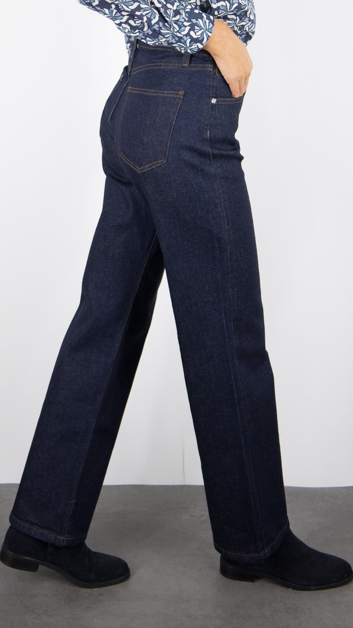 JEANS DROIT DENIM STUDIO GABIN RECYCLED BLUE RAW RINSE BRUT