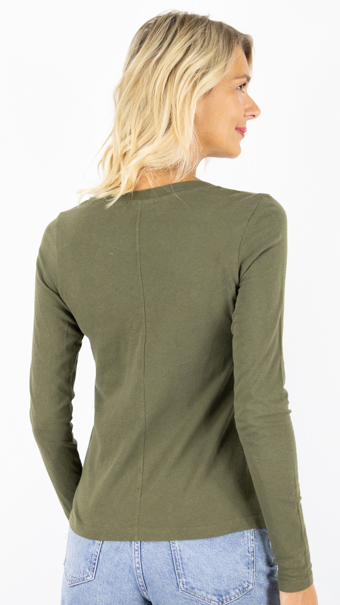 TEE-SHIRT V EN COTON FLAMME FEMME AMERICAN VINTAGE GAMIPY#COLOR_WOOD/KAKI
