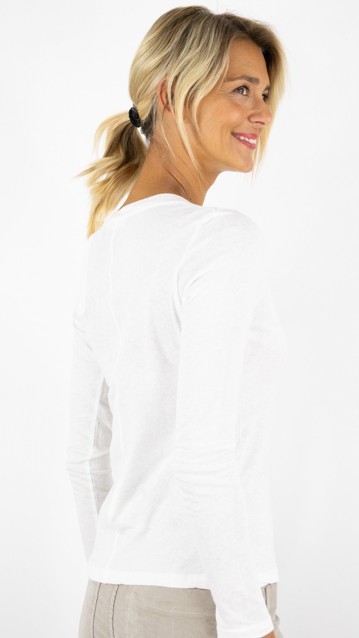 TEE-SHIRT V EN COTON FLAMME FEMME AMERICAN VINTAGE GAMIPY#COLOR_BLANC