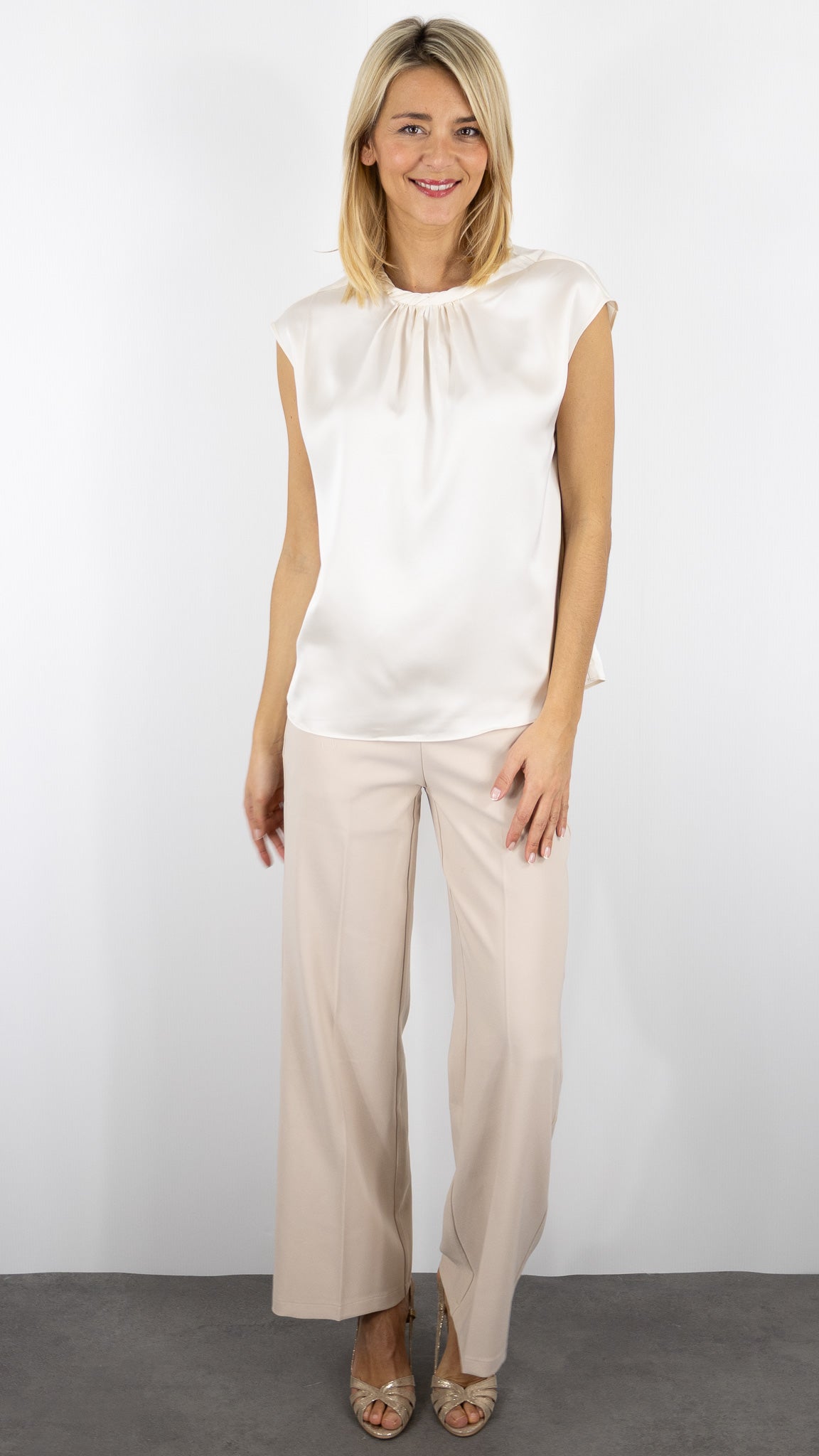 TOP SANS MCH COL ENROULE FLUIDE DROIT#color_OFF WHITE/ECRU