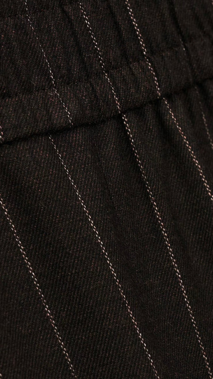 PANTALON RAYÉ CHOCOLAT AMPLE EN LAINE POUR FEMME HANDREW BASH