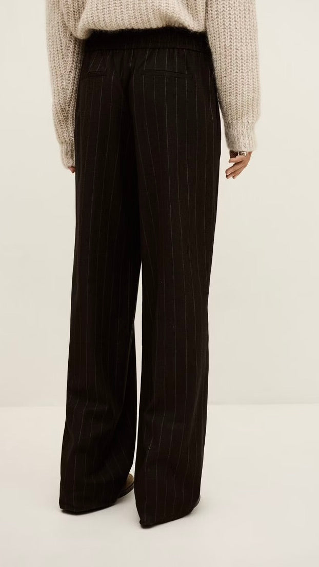 PANTALON RAYÉ CHOCOLAT AMPLE EN LAINE POUR FEMME HANDREW BASH