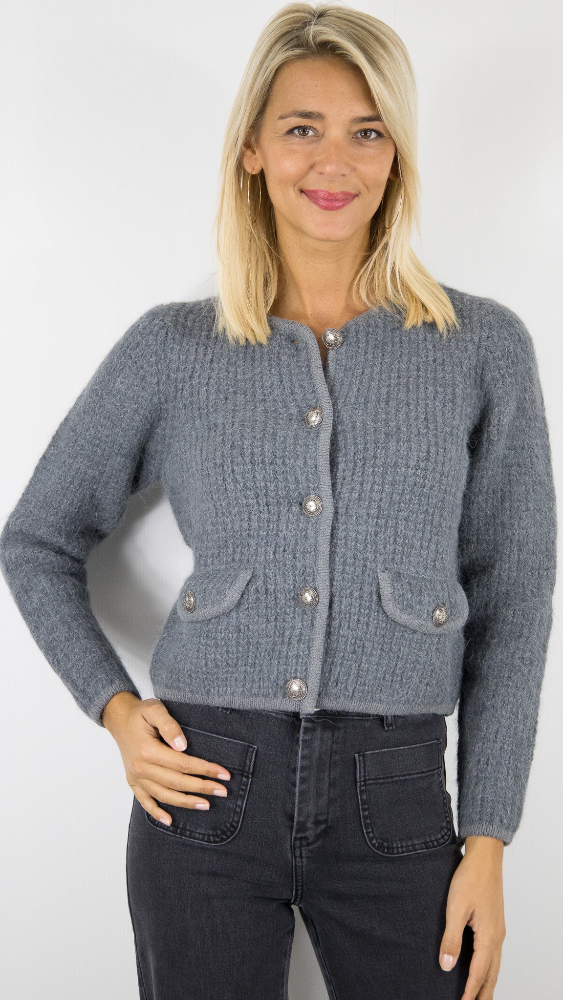 GILET COURT STYLE CHANEL GRIS FEMME BA&SH HARRY