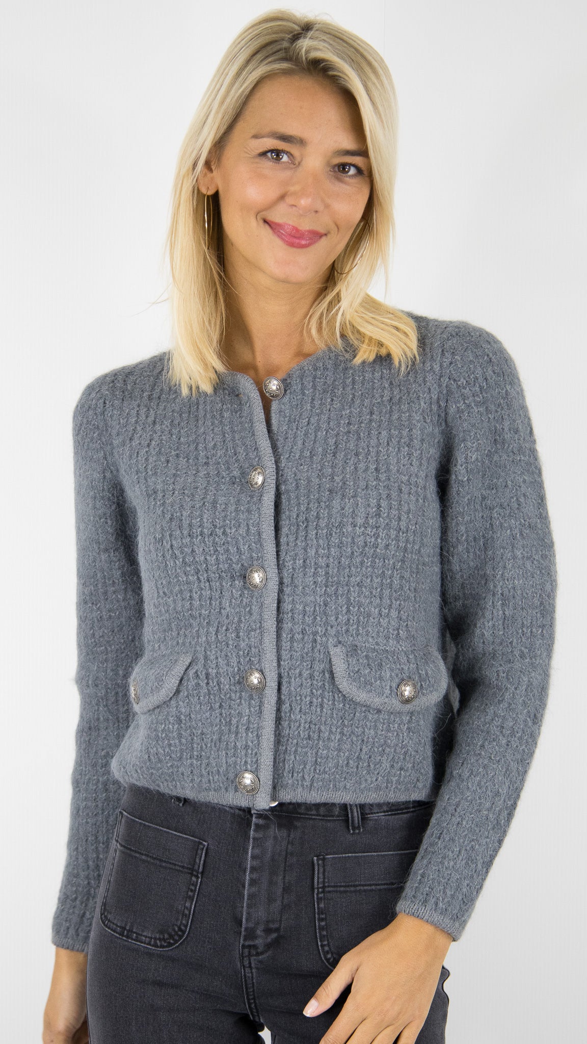 GILET COURT STYLE CHANEL GRIS FEMME BA&SH HARRY