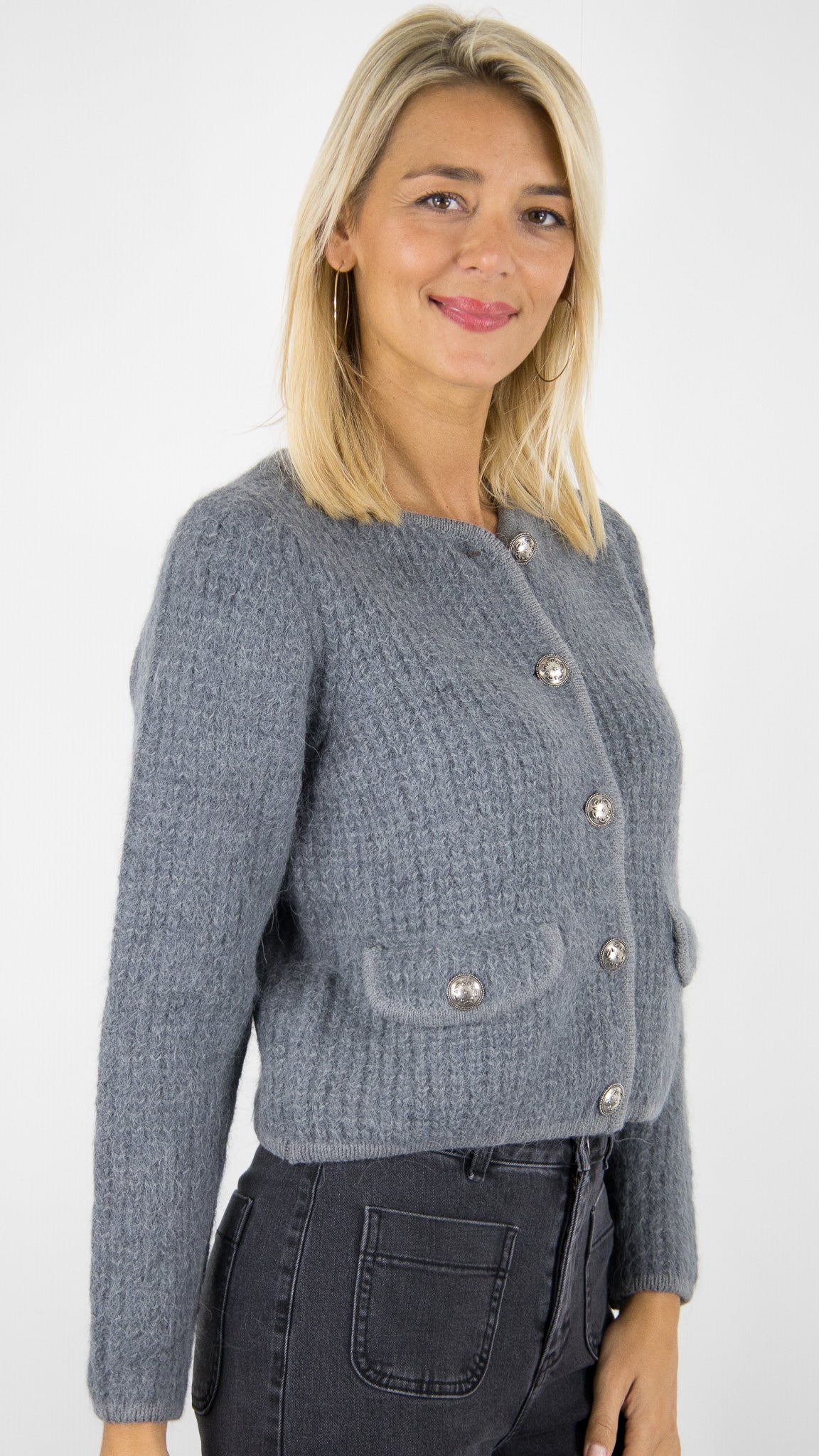 GILET COURT STYLE CHANEL GRIS FEMME BA&SH HARRY