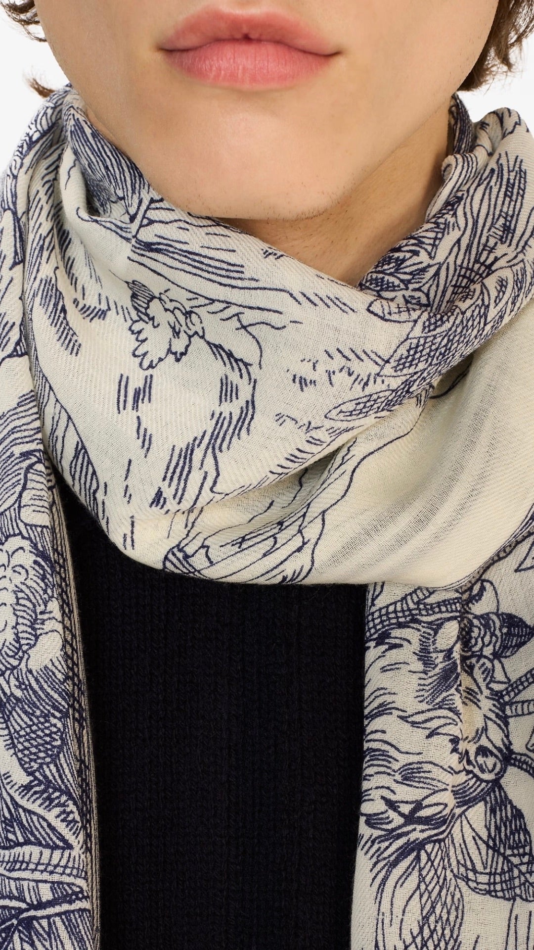 ECHARPE EN LAINE IMPRIMEE POUR FEMME INOUI EDITIONS HISTOIRE#COLOR_WHITE/BLANC
