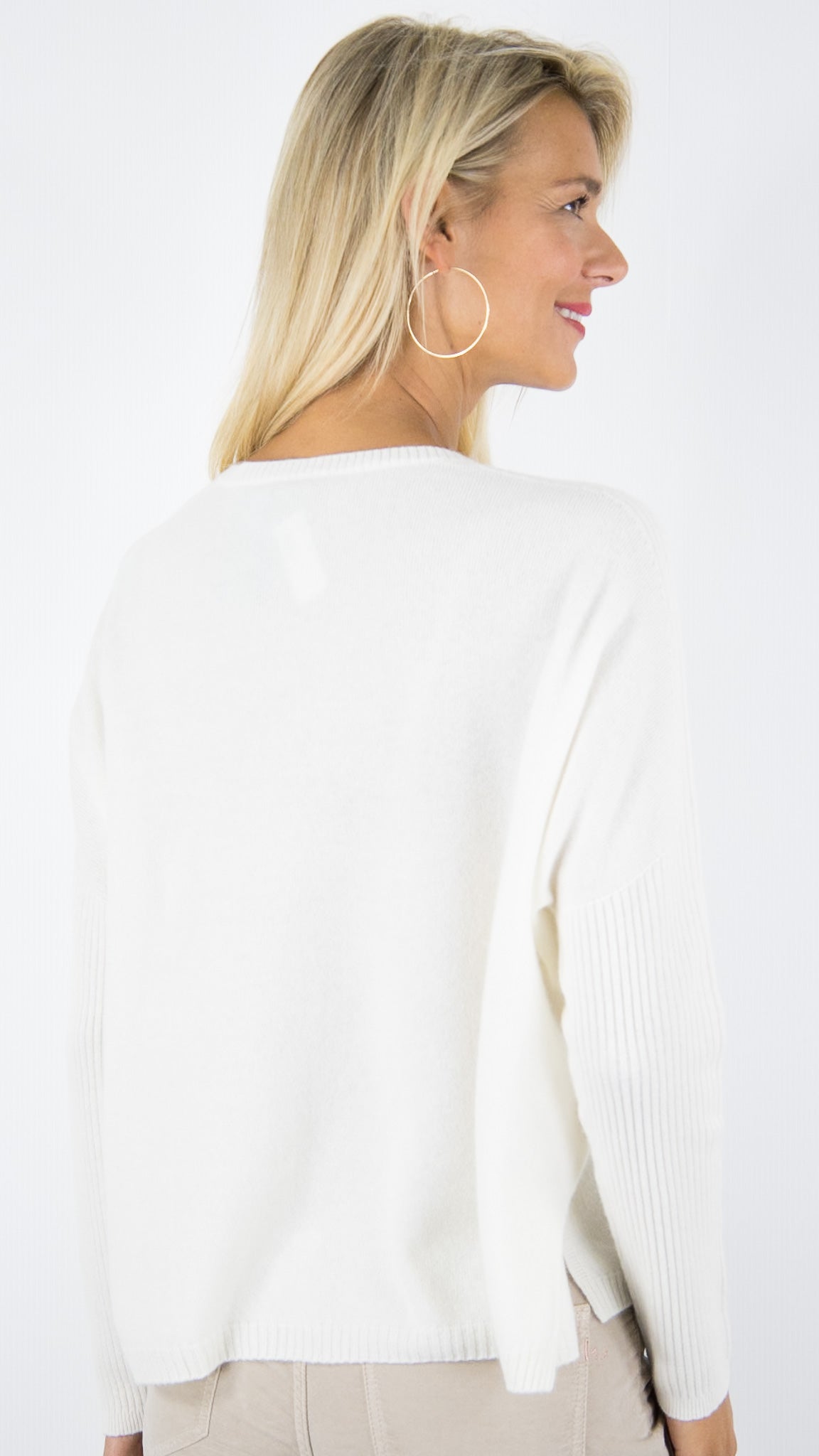 PULL COL V PONCHO EN CACHEMIRE POUR FEMME ESTHEME HJQ269C#COLOR_8322/CREME