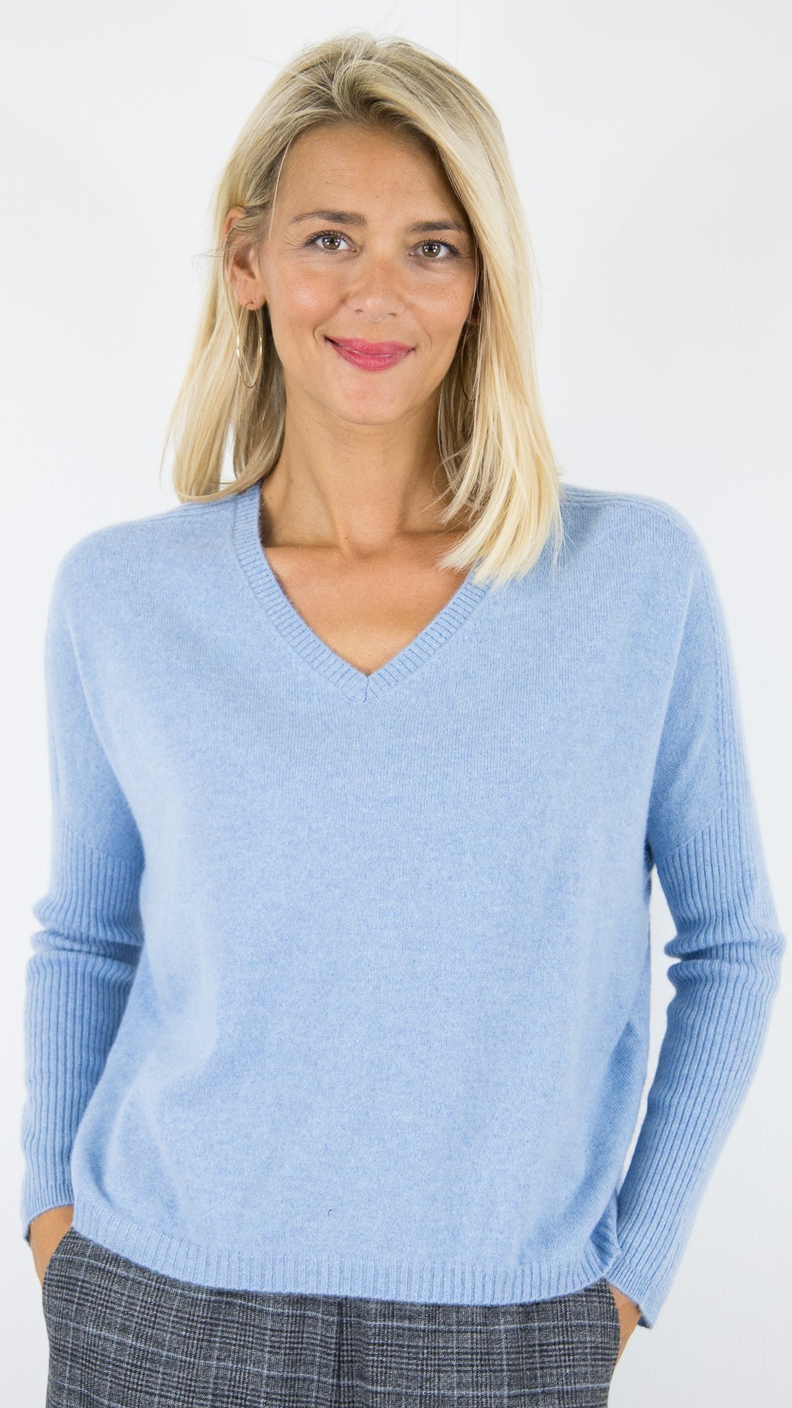 PULL COL V PONCHO EN CACHEMIRE POUR FEMME ESTHEME HJQ269C#COLOR_1649/MINERAL