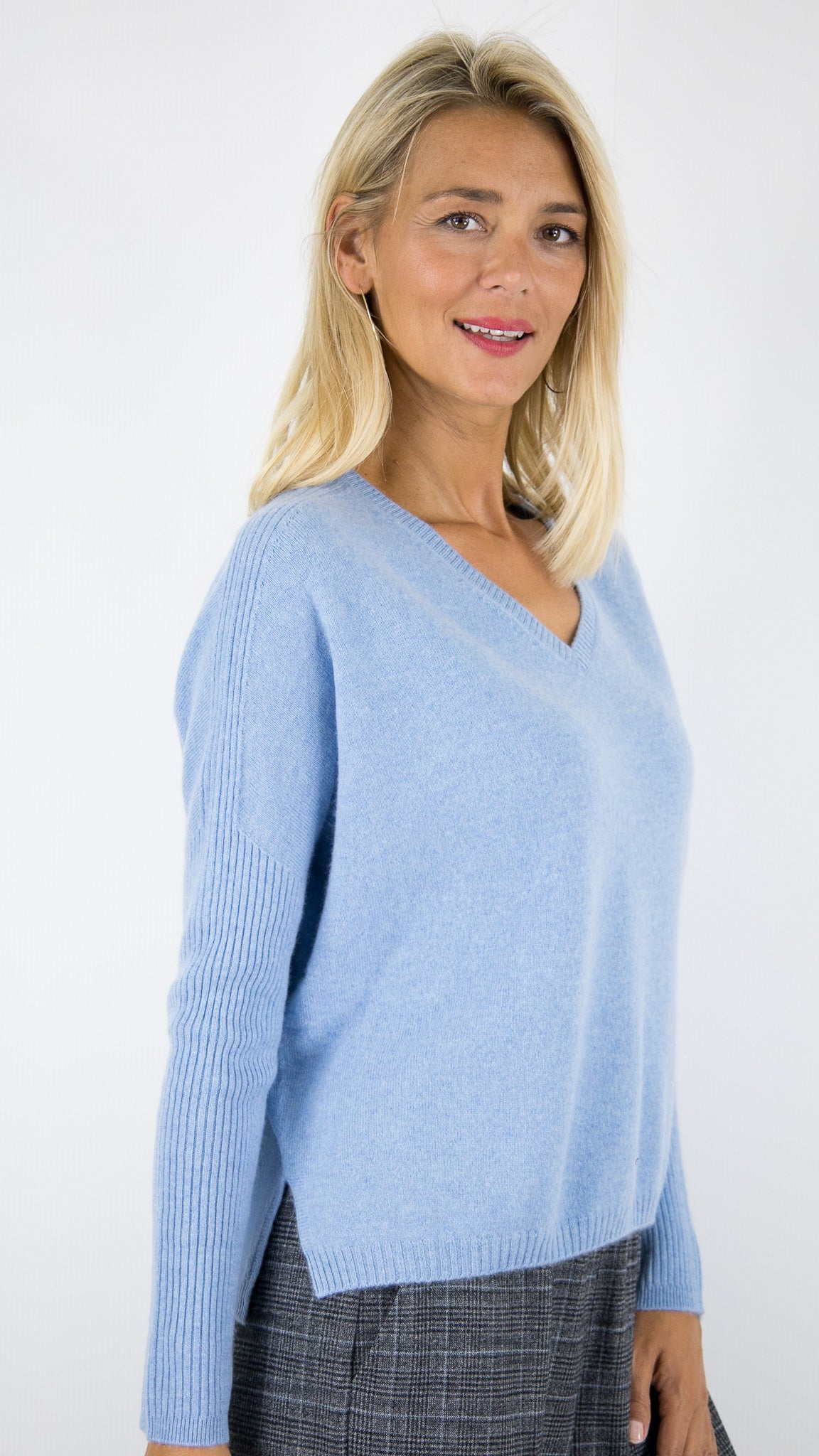 PULL COL V PONCHO EN CACHEMIRE POUR FEMME ESTHEME HJQ269C#COLOR_1649/MINERAL