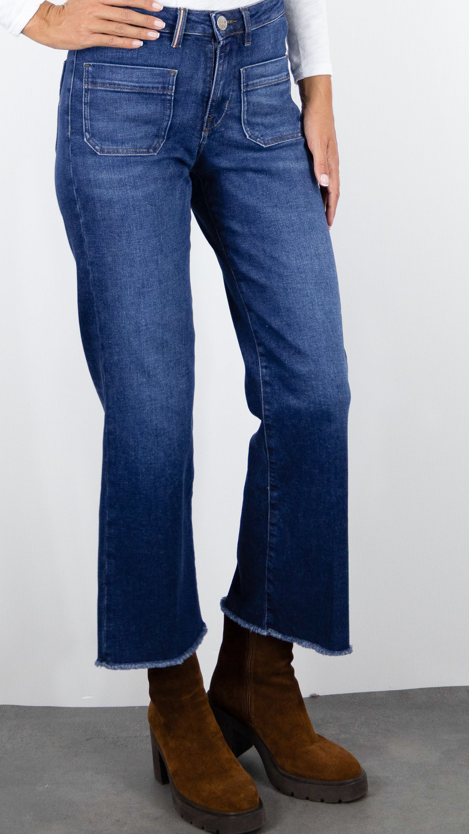 JEANS 7/8 EVASE POUR FEMME ISLOW HOPE INDIGO FLOW DARK VINTAGE BLEU MOYEN