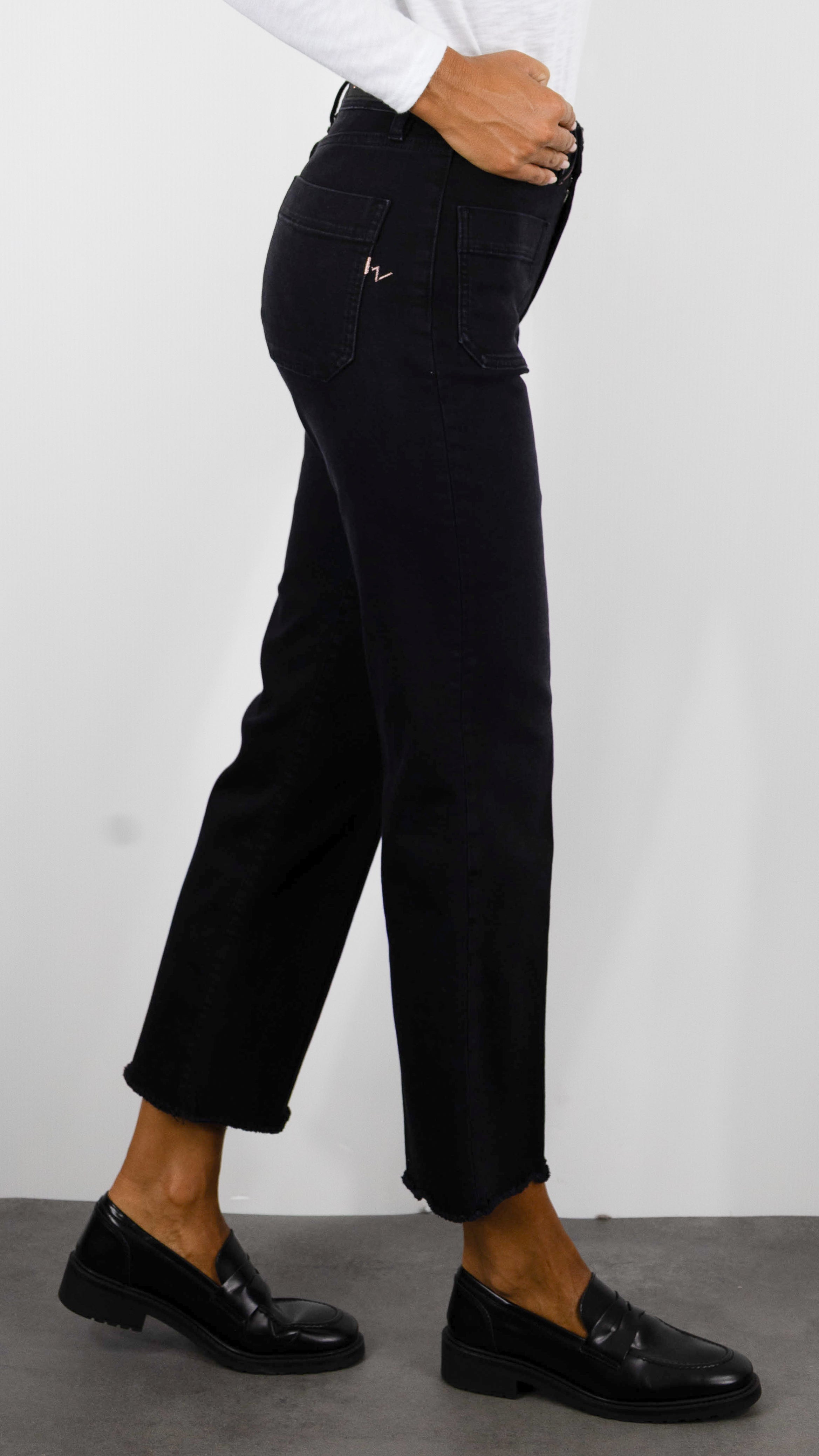 JEANS 7/8 TAILLE HAUTE POUR FEMME ISLOW HOPE DENIM BLACK RECAL DARK VINTAGE