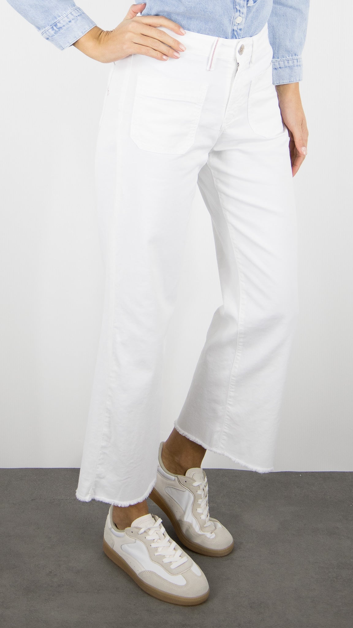 PANTALON 7/8 LARGE POUR FEMME ISLOW HOPE LIGHT GABARDINE#COLOR_BLANC
