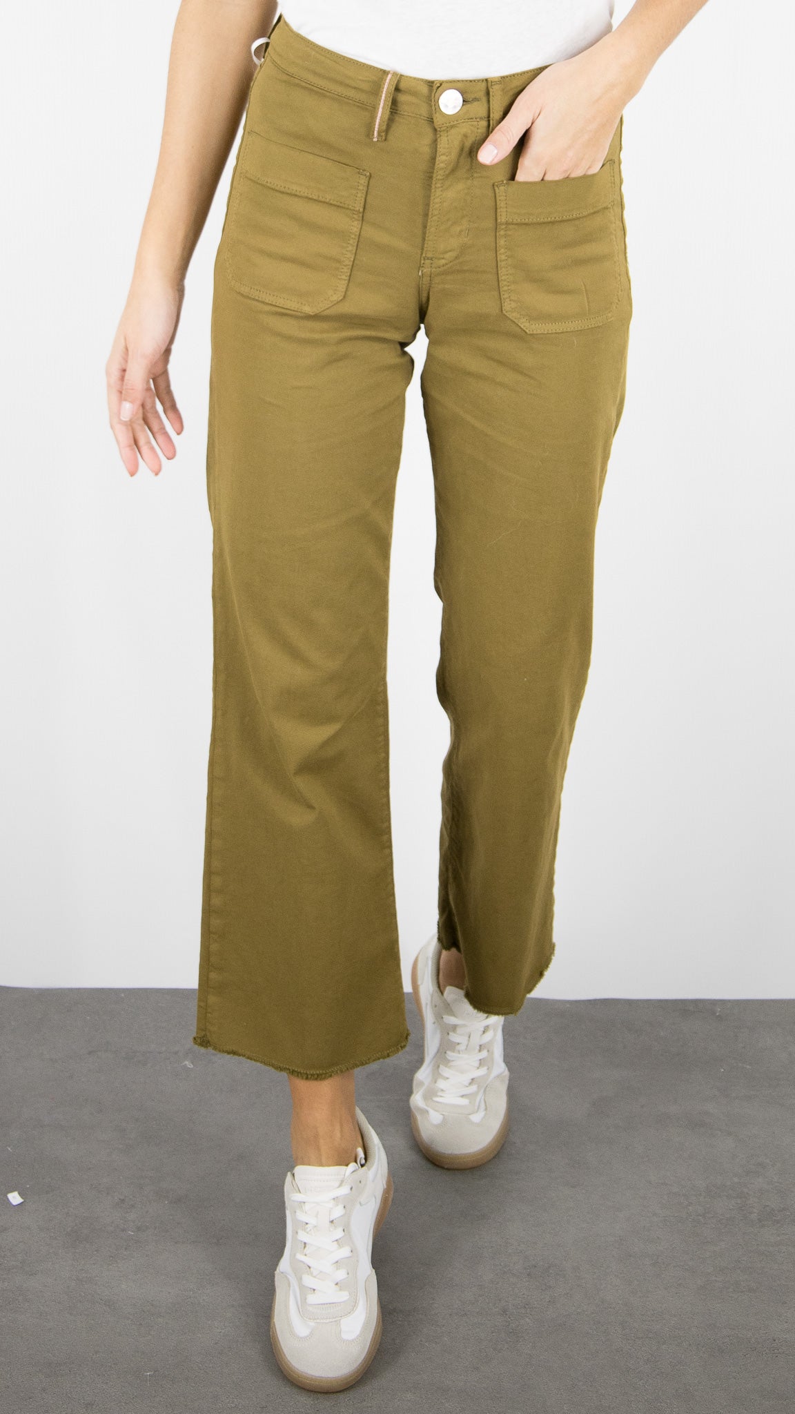 PANTALON 7/8 LARGE POUR FEMME ISLOW HOPE LIGHT GABARDINE#COLOR_FOSSILE/BRONZE