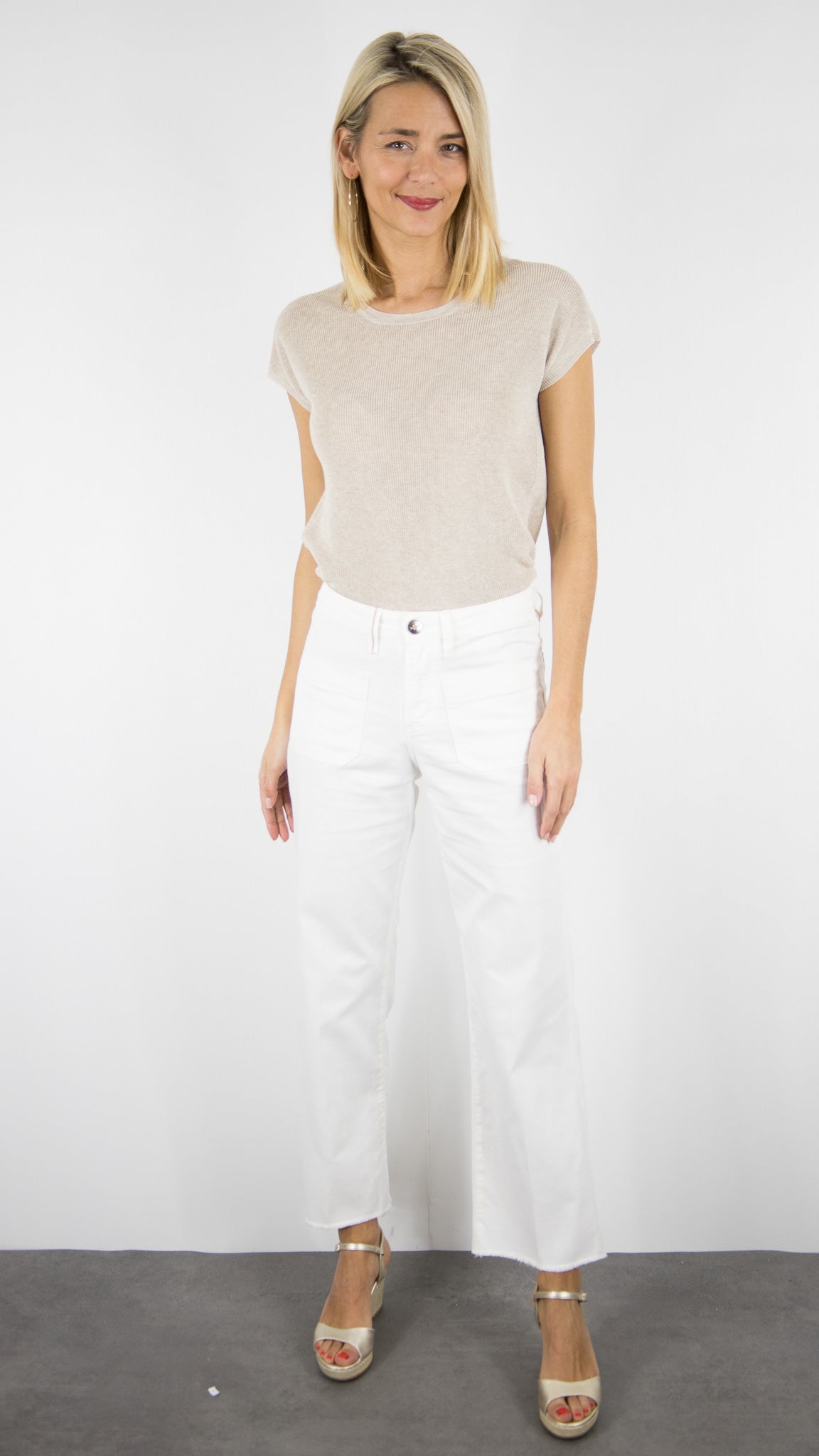 PANTALON 7/8 LARGE POUR FEMME ISLOW HOPE LIGHT GABARDINE#COLOR_ECRU