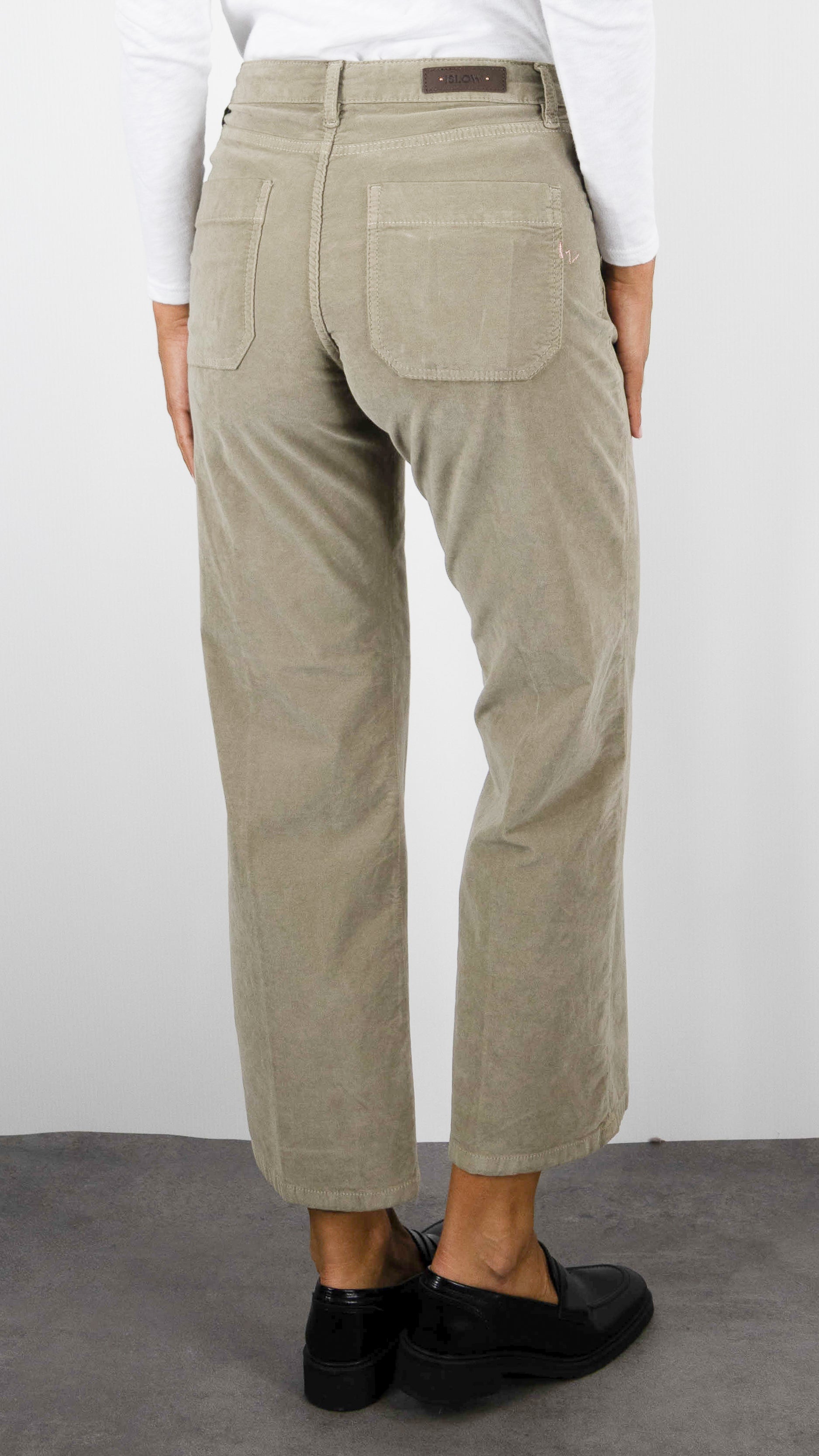 PANTALON EVASE 7/8 EN VELOURS POUR FEMME ISLOW HOPE PALATINE CORD#COLOR_SPHAIGNE/TAUPE CLAIR