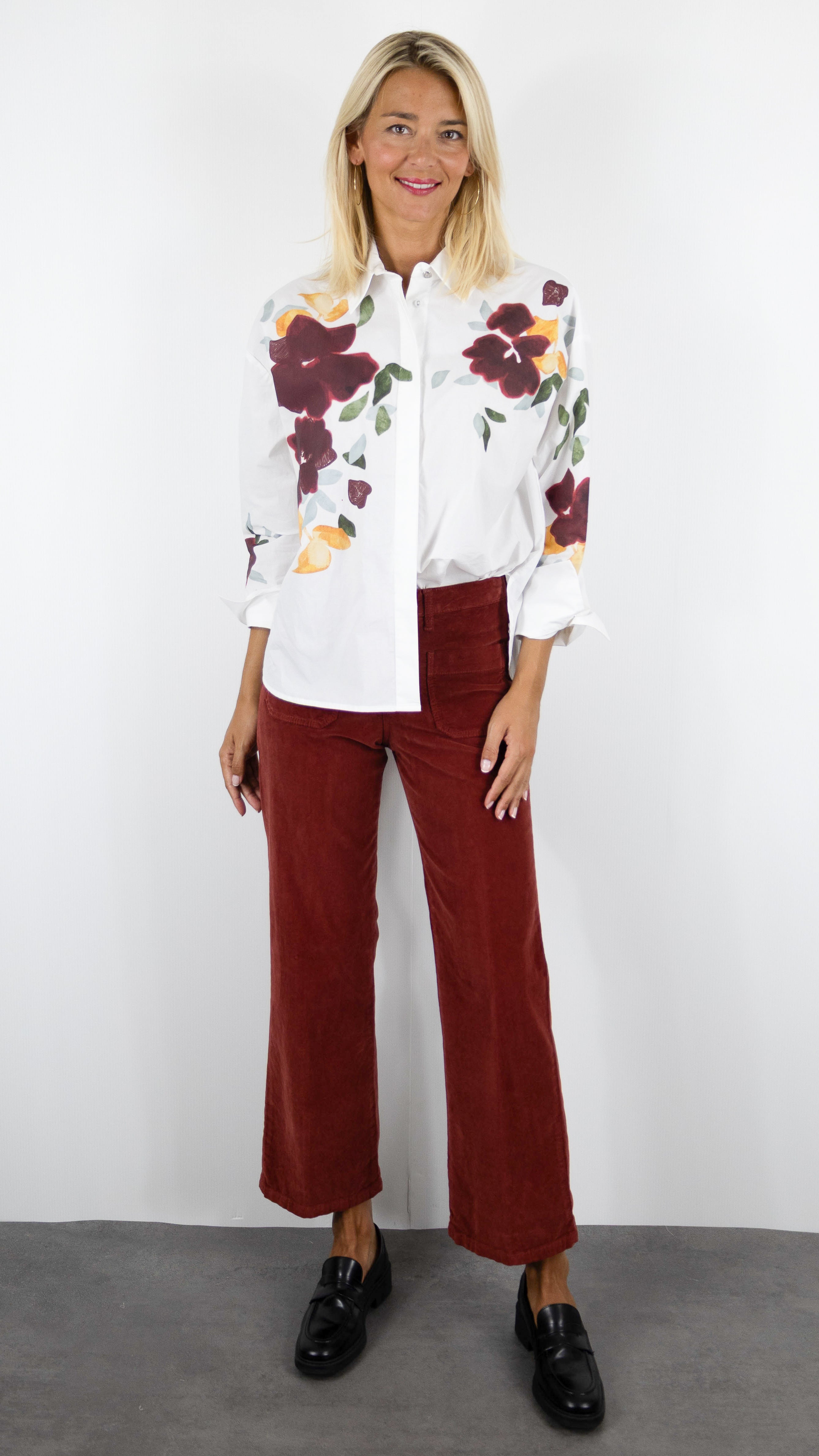 PANTALON EVASE 7/8 EN VELOURS POUR FEMME ISLOW HOPE PALATINE CORD#COLOR_TERRE CUITE/BRIQUE