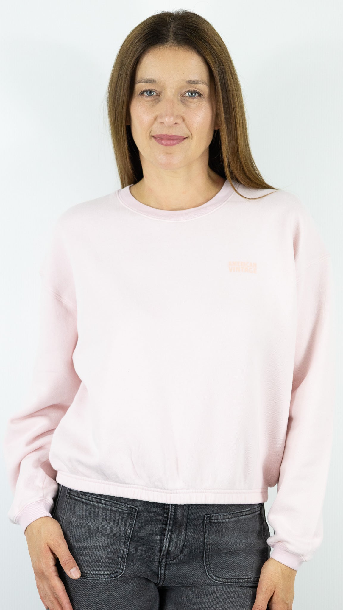SWEAT EN COTON AMERICAN VINTAGE IZUBIRD#COLOR_CONFISERIE/ROSE