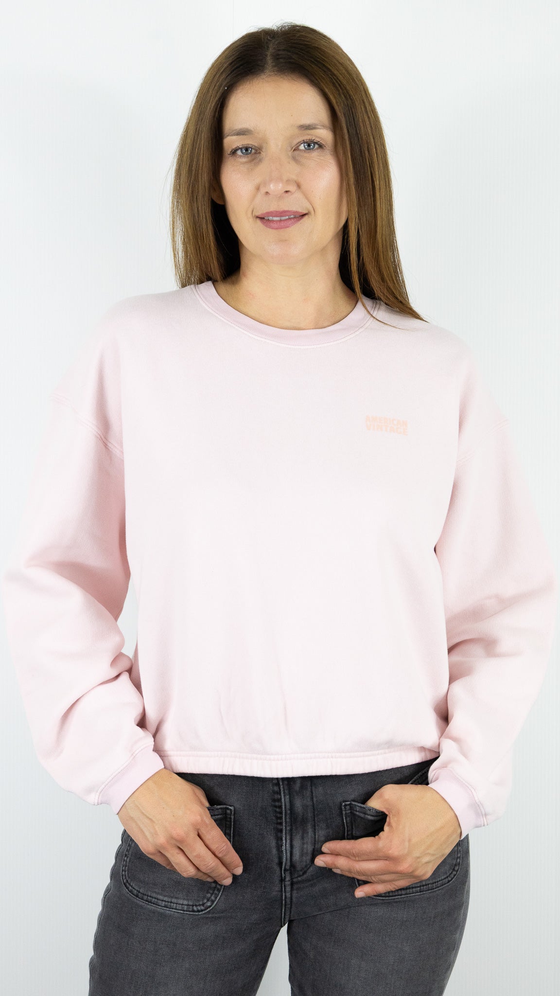 SWEAT EN COTON AMERICAN VINTAGE IZUBIRD#COLOR_CONFISERIE/ROSE
