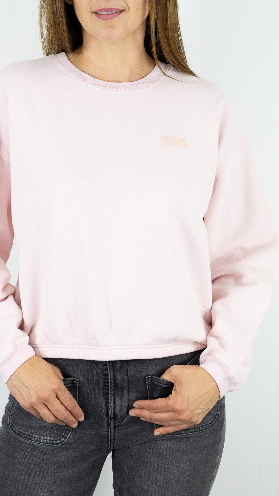 SWEAT EN COTON AMERICAN VINTAGE IZUBIRD#COLOR_CONFISERIE/ROSE