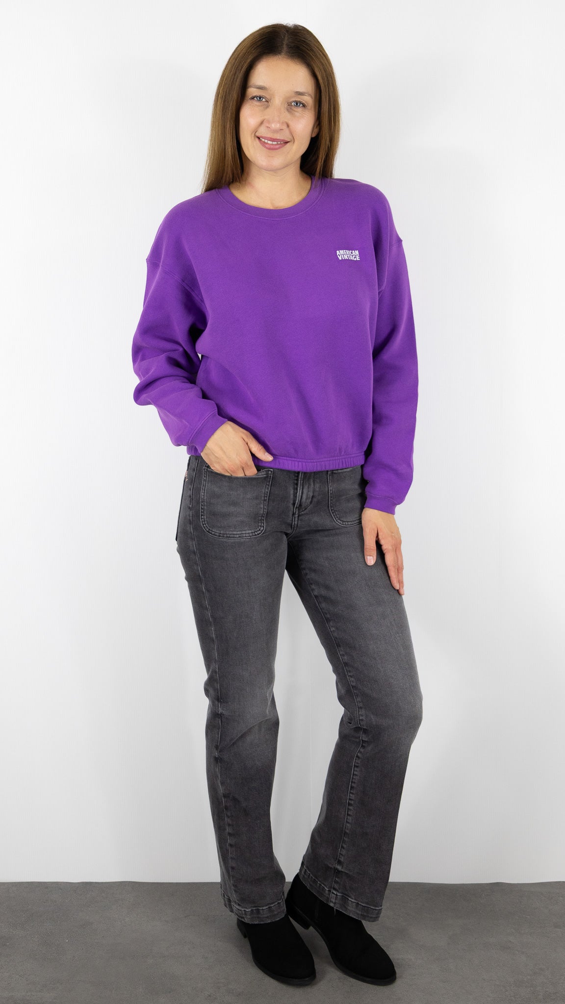 SWEAT EN COTON AMERICAN VINTAGE IZUBIRD#COLOR_COSMOS/VIOLET
