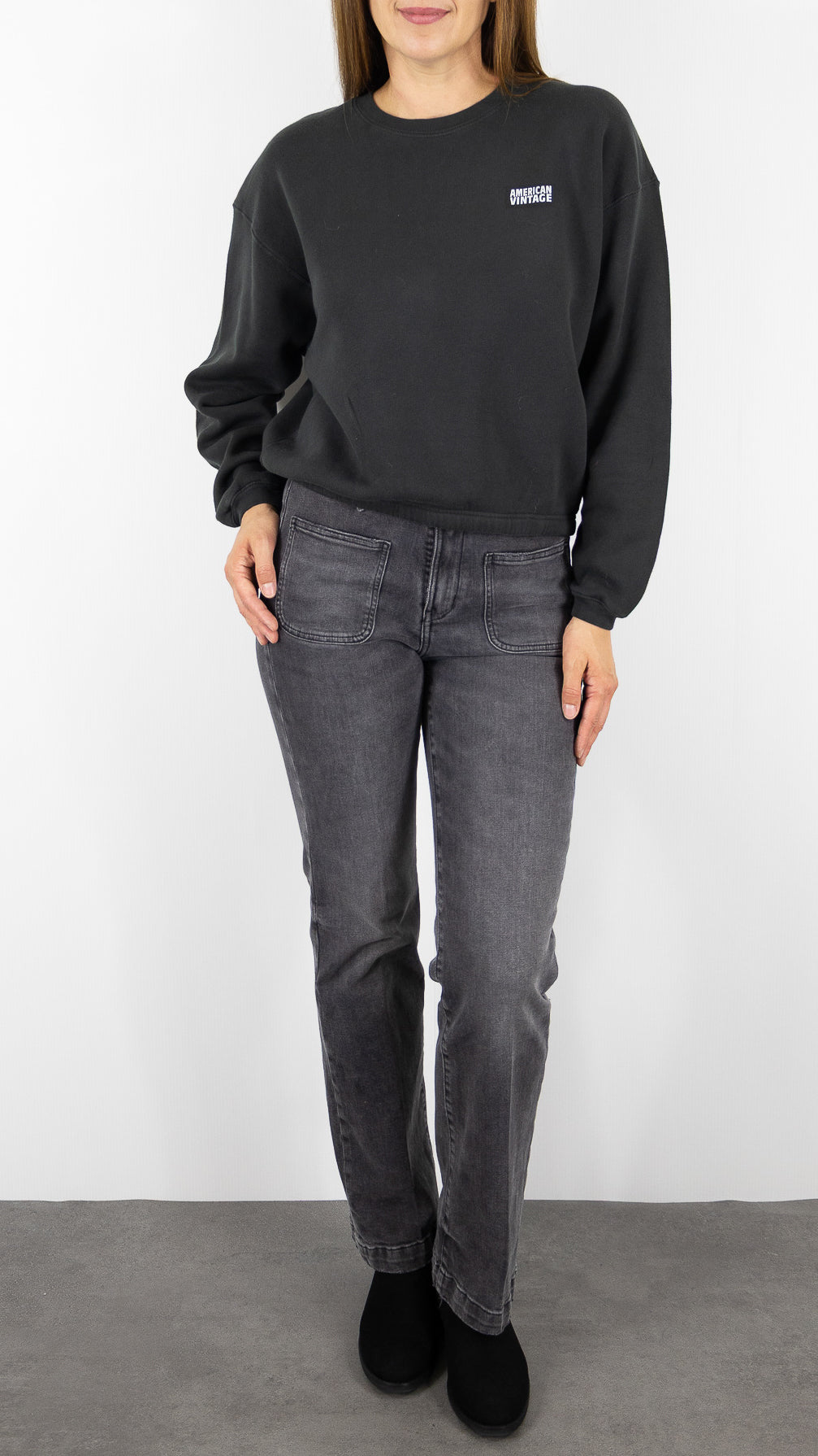 SWEAT EN COTON AMERICAN VINTAGE IZUBIRD#COLOR_REGLISSE