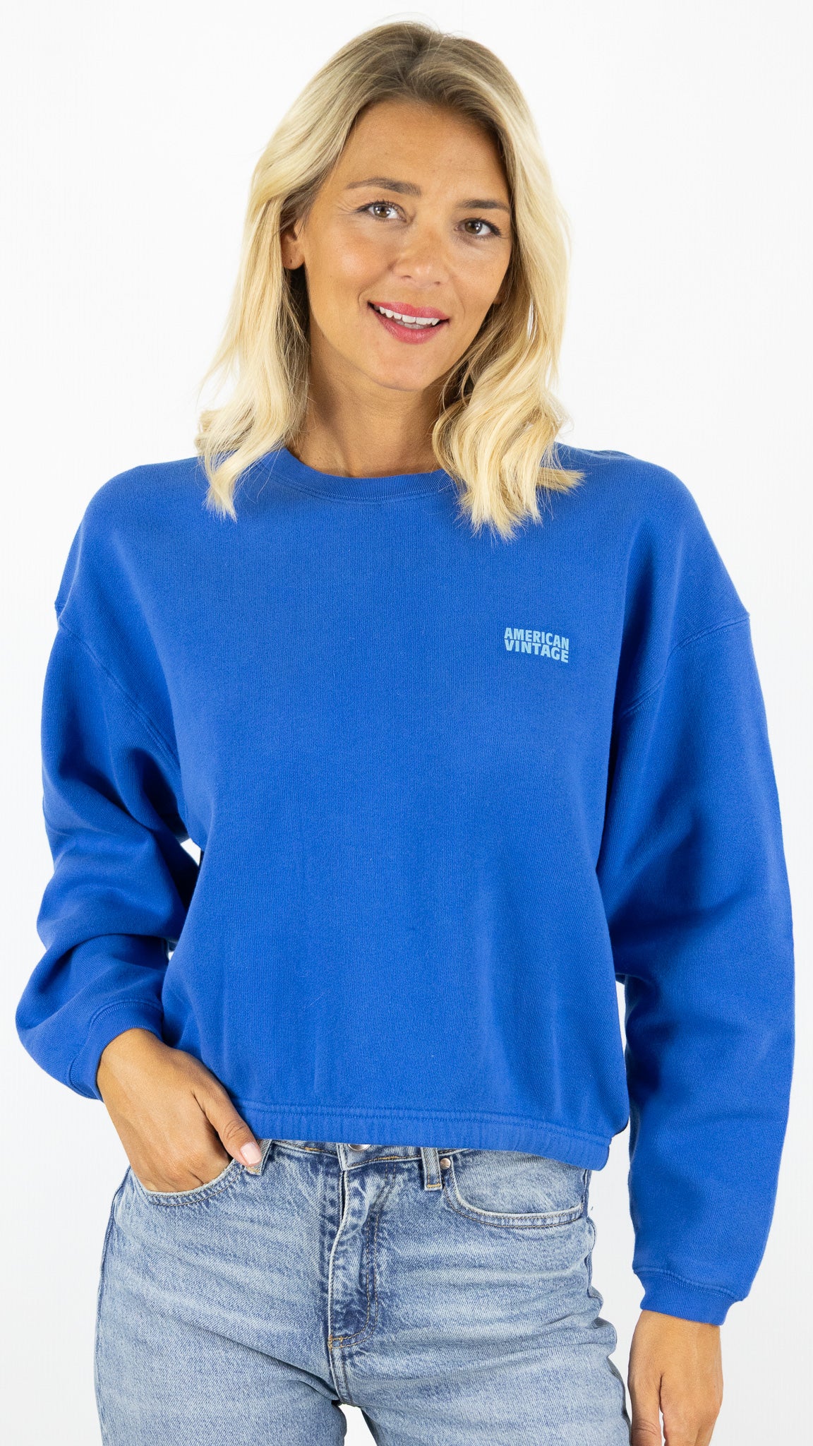 SWEAT EN COTON AMERICAN VINTAGE IZUBIRD#COLOR_REVE/OUTREMER