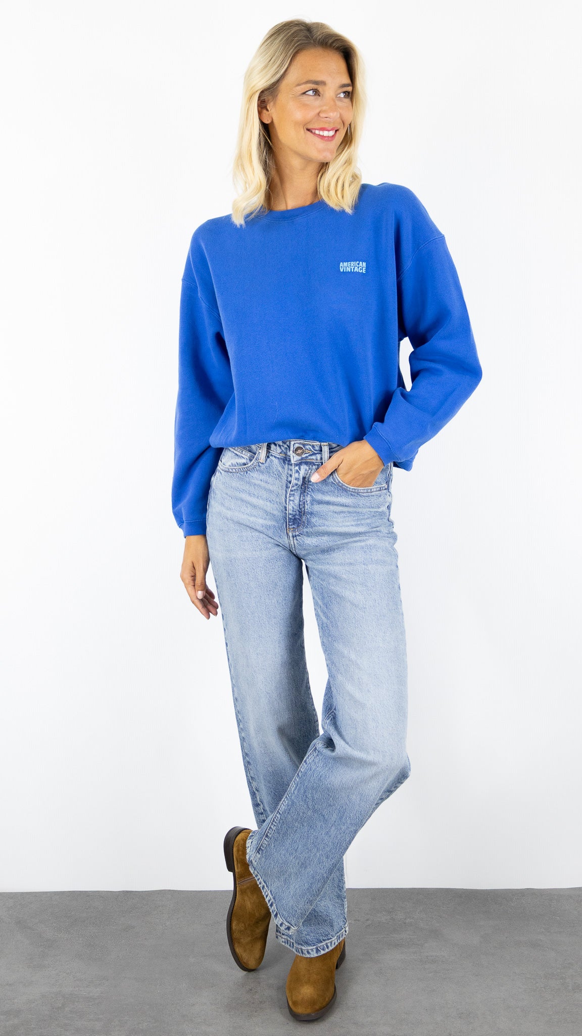 SWEAT EN COTON AMERICAN VINTAGE IZUBIRD#COLOR_REVE/OUTREMER