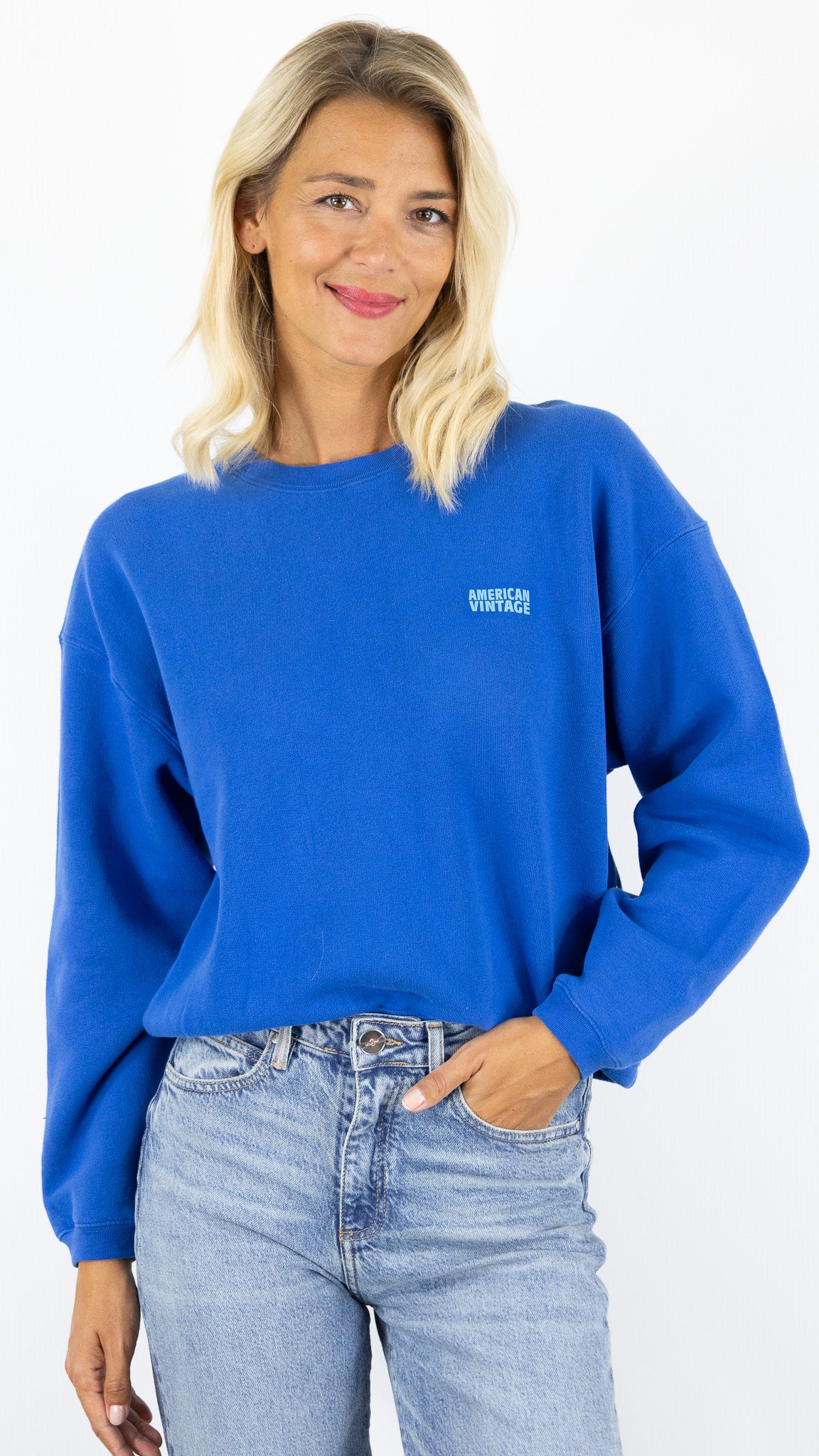 SWEAT EN COTON AMERICAN VINTAGE IZUBIRD#COLOR_REVE/OUTREMER