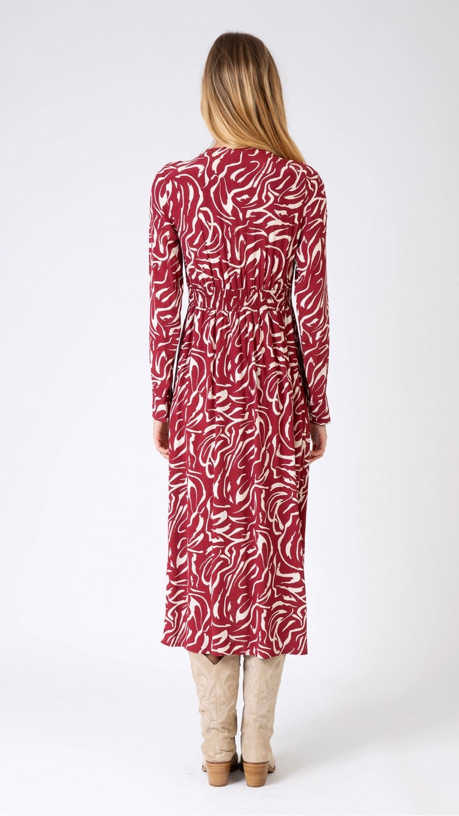ROBE LONGUE IMPRIMEE MOLINA ANGE JUNE BORDEAUX