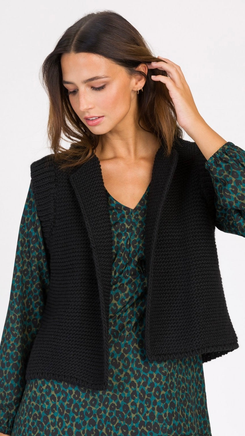 CARDIGAN SANS MANCHES LEGRINGO ANGE NOIR