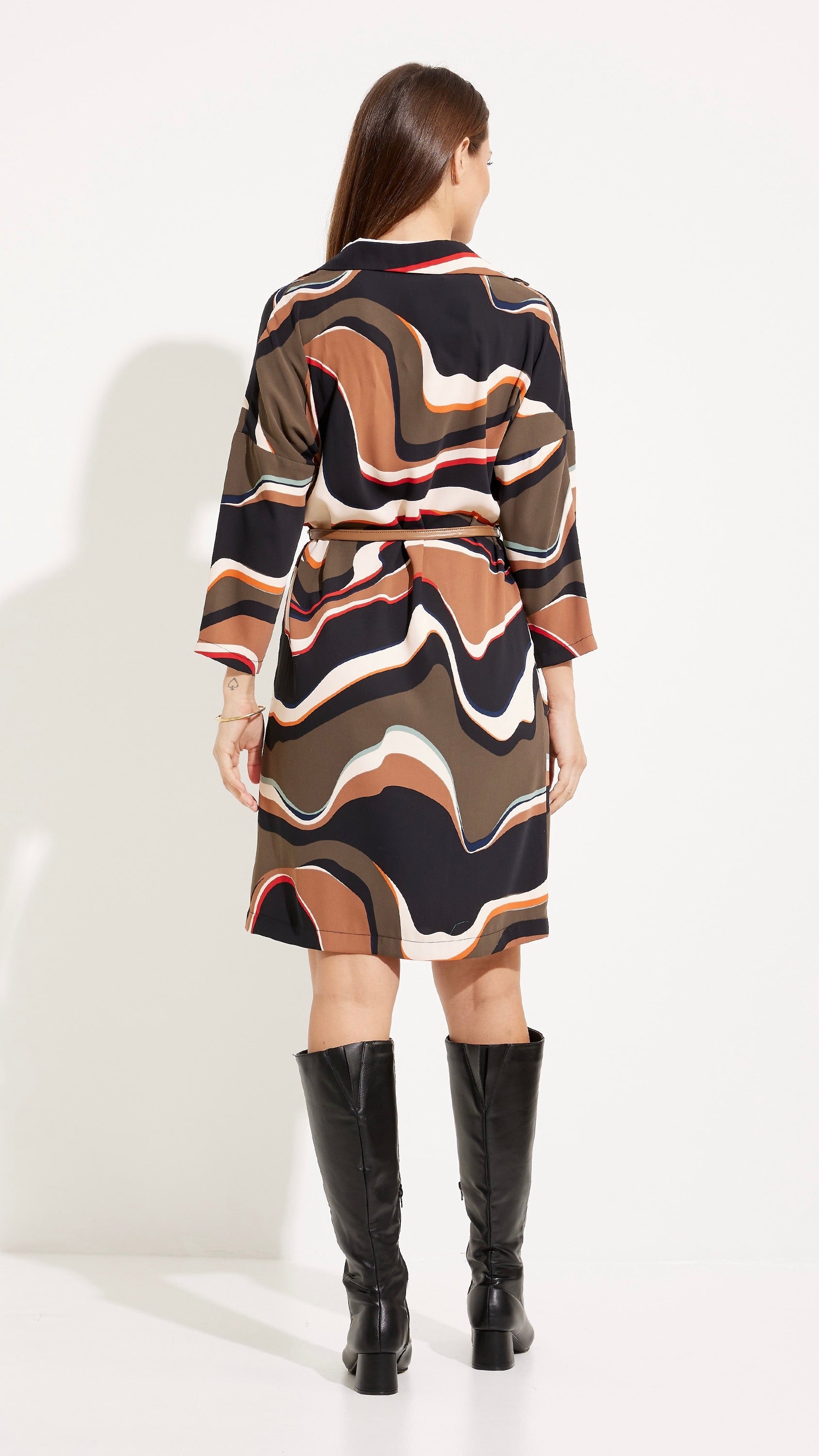 ROBE FLUIDE IMPRIMEE JOSEPH RIBKOFF 233224 CAMEL NOIR